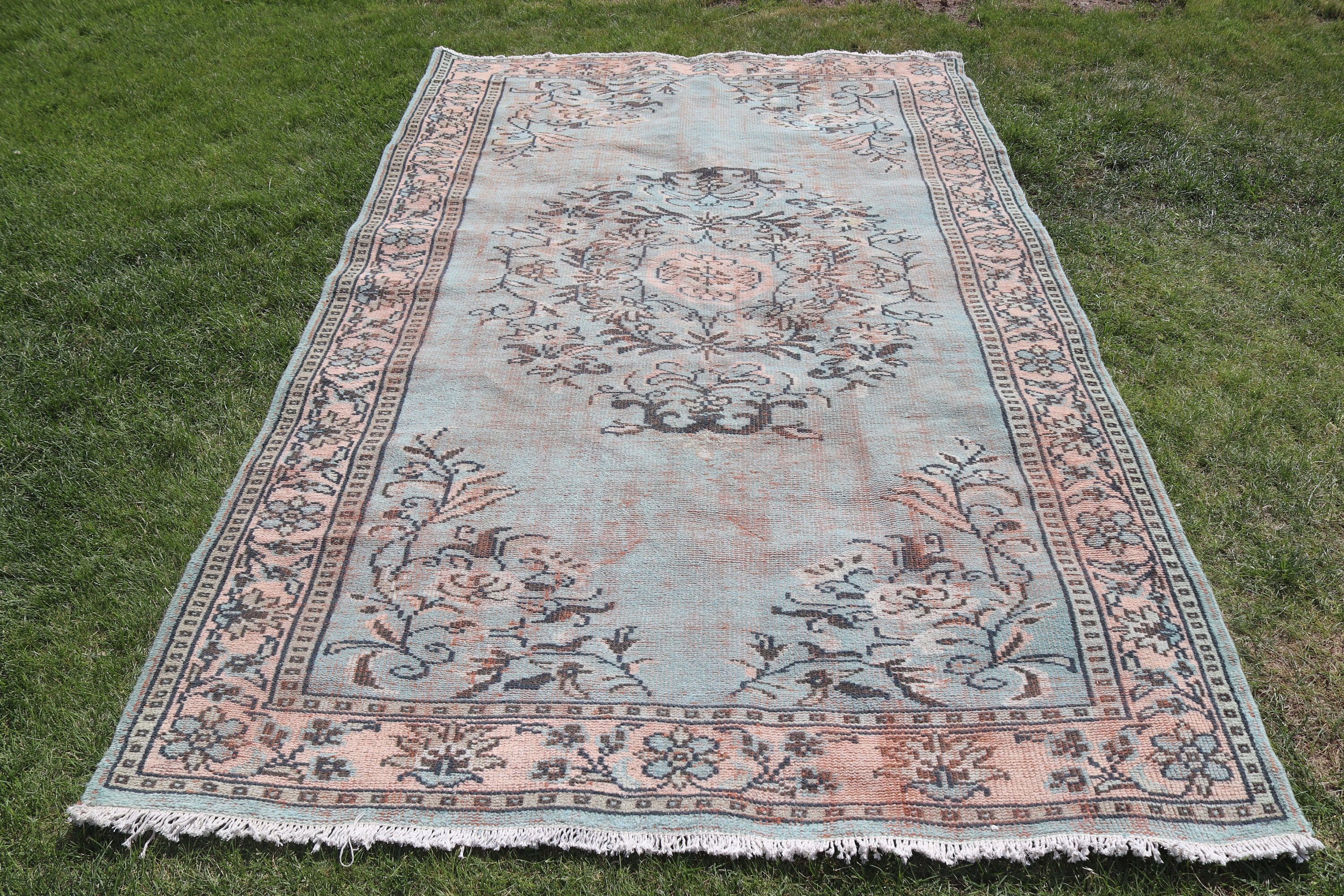 5.3x8.6 ft Büyük Halı, Oturma Odası Halısı, Türk Halıları, Oushak Halıları, Büyük Boho Halısı, Turuncu Oryantal Halı, Düz Dokuma Halıları, Vintage Halı