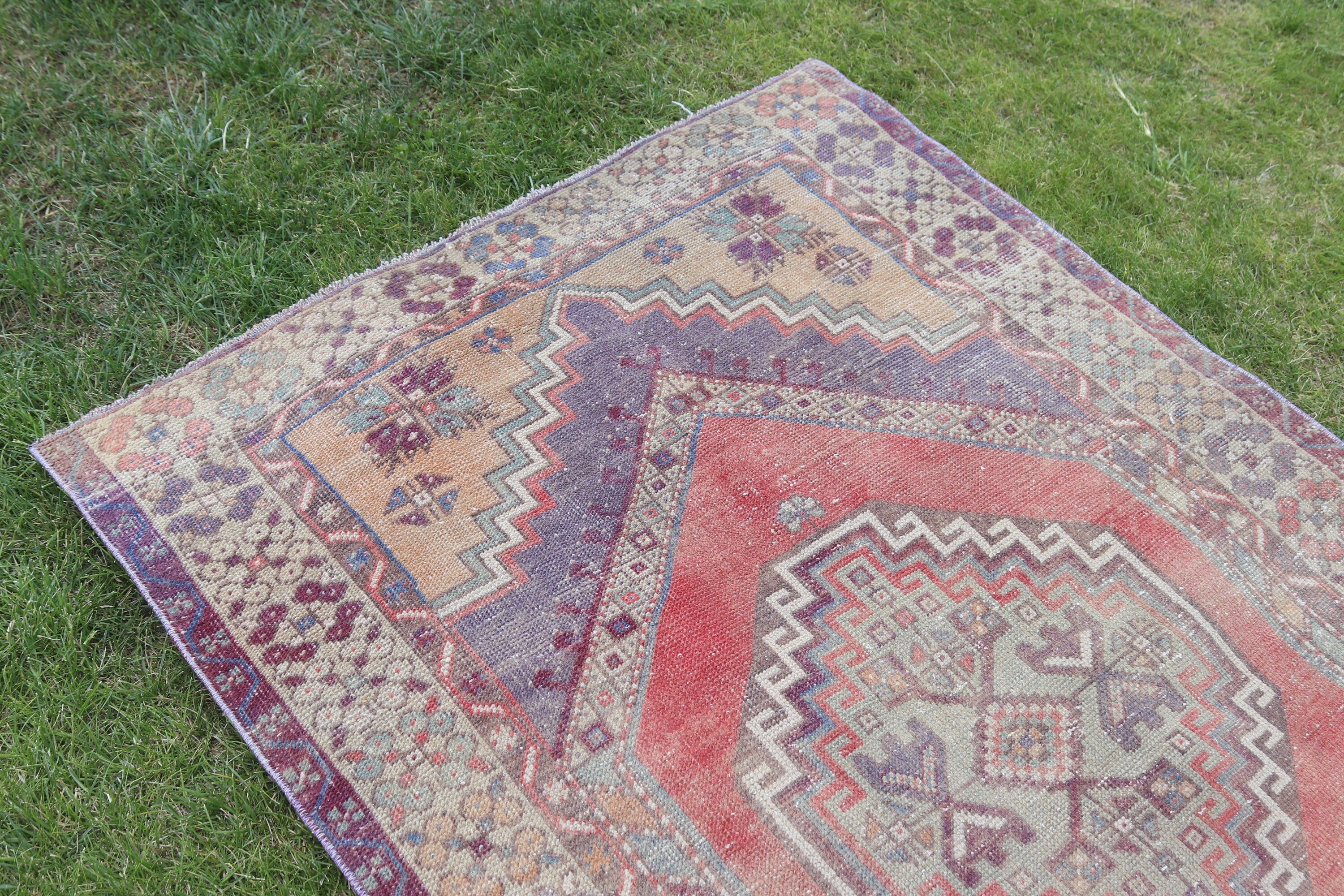 3,5x5,5 ft Aksan Halıları, Giriş Halıları, Mor Fas Halıları, Vintage Halı, Lüks Halı, Vintage Vurgu Halısı, Boho Halıları, Modern Halılar, Türk Halısı