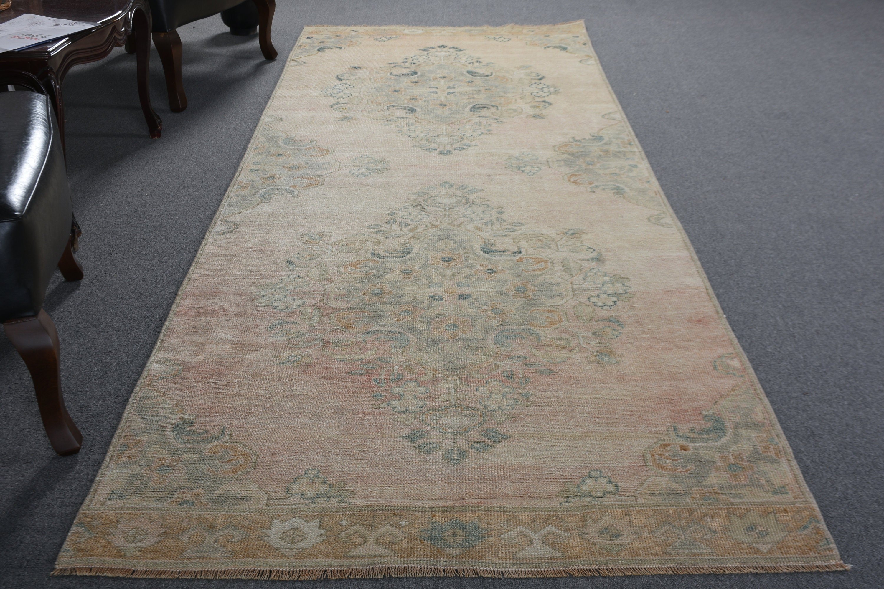 Koridor Halıları, Koridor Halıları, Vintage Halı, Oushak Halı, Türk Halısı, 3.7x11 ft Runner Halıları, Sevimli Halılar, Kahverengi Ev Dekorasyonu Halıları, Antika Halı