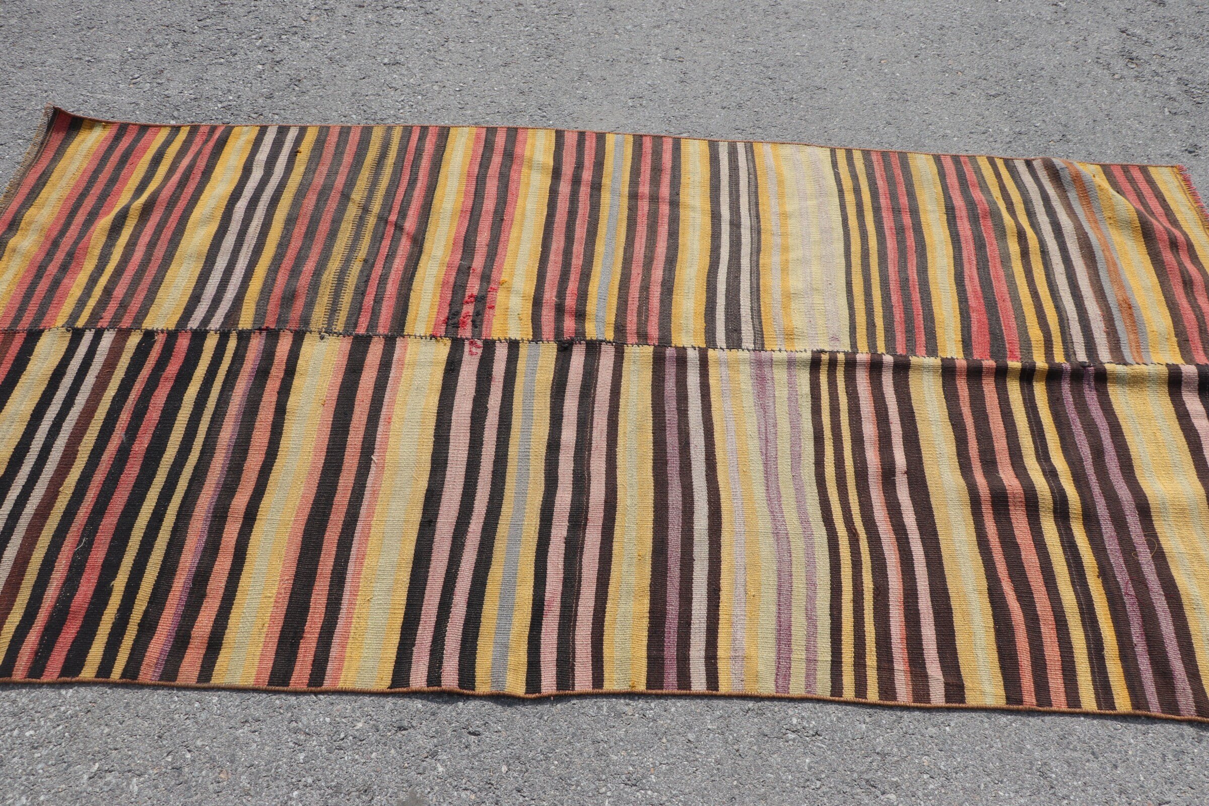 Yemek odası Kilim, 120x233 cm Oturma odası Kilim, Türk Kilim, Oturma odası Kilim, Yemek odası Kilim, Sarı Antik Kilim, Anadolu Kilim