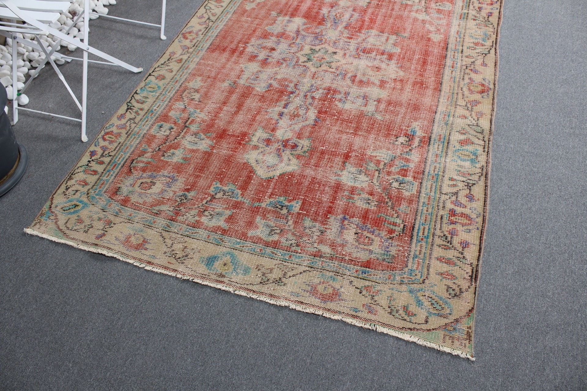 Floor Rugs, Turkish Rug, Red Oriental Rug, Bedroom Rug, Dining Room Rug, Rugs for Dining Room, 4.7x7 ft Area Rug, Oushak Rug, Vintage Rugs