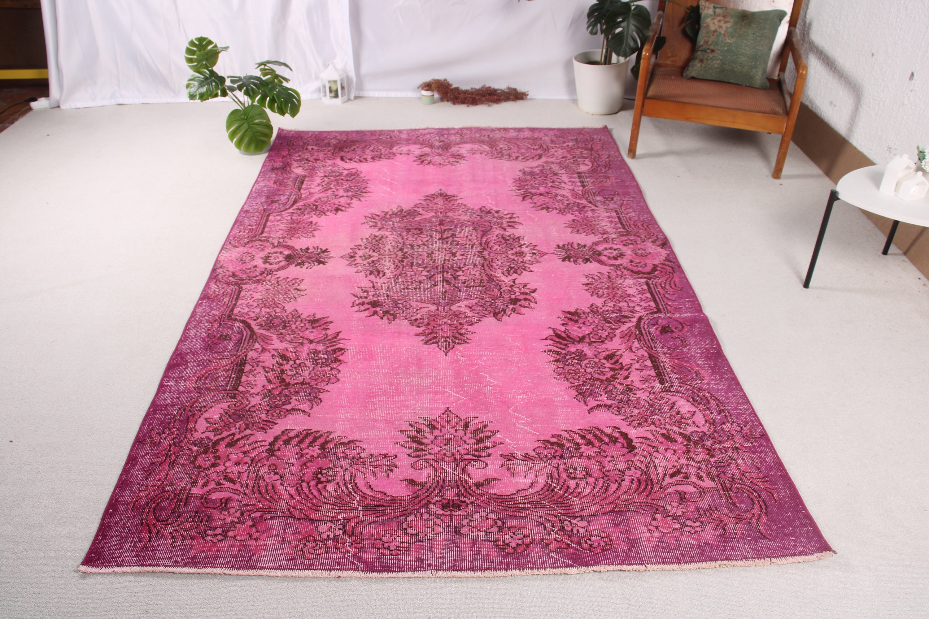 5.2x8.3 ft Büyük Halı, Pembe Düz Dokuma Halılar, Vintage Halılar, Büyük Boho Halıları, Türk Halıları, Düz Dokuma Halı, Büyük Vintage Halılar, Oushak Halı