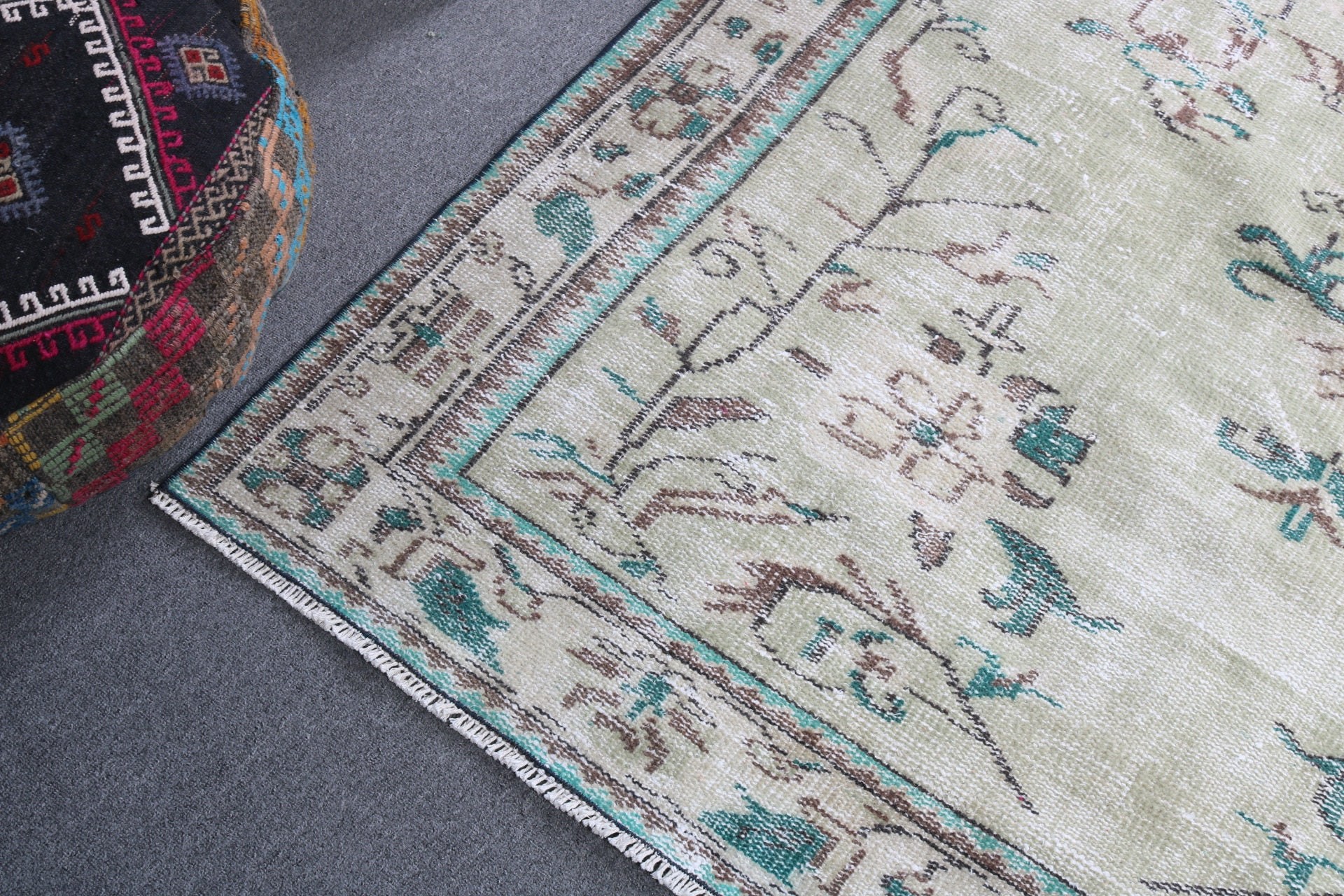 5.3x9.1 ft Large Rugs, Large Vintage Rugs, Green Bedroom Rugs, Turkish Rugs, Large Boho Rug, Flatweave Rugs, Vintage Rug, Handwoven Rug