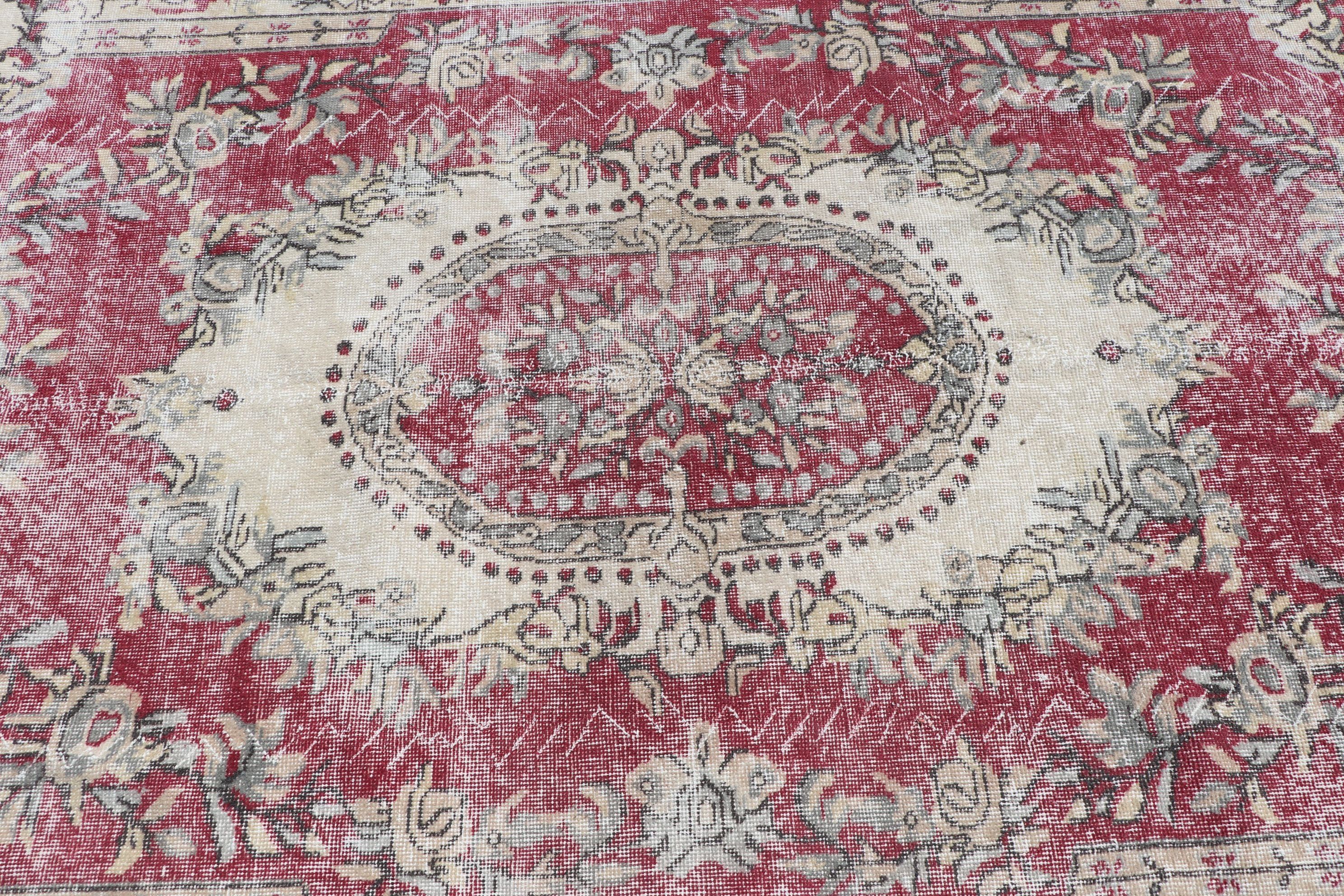 Turkish Rug, Red  5.5x9.4 ft Large Rug, Custom Rugs, Bedroom Rugs, Vintage Rugs, Living Room Rugs, Home Decor Rug, Salon Rug