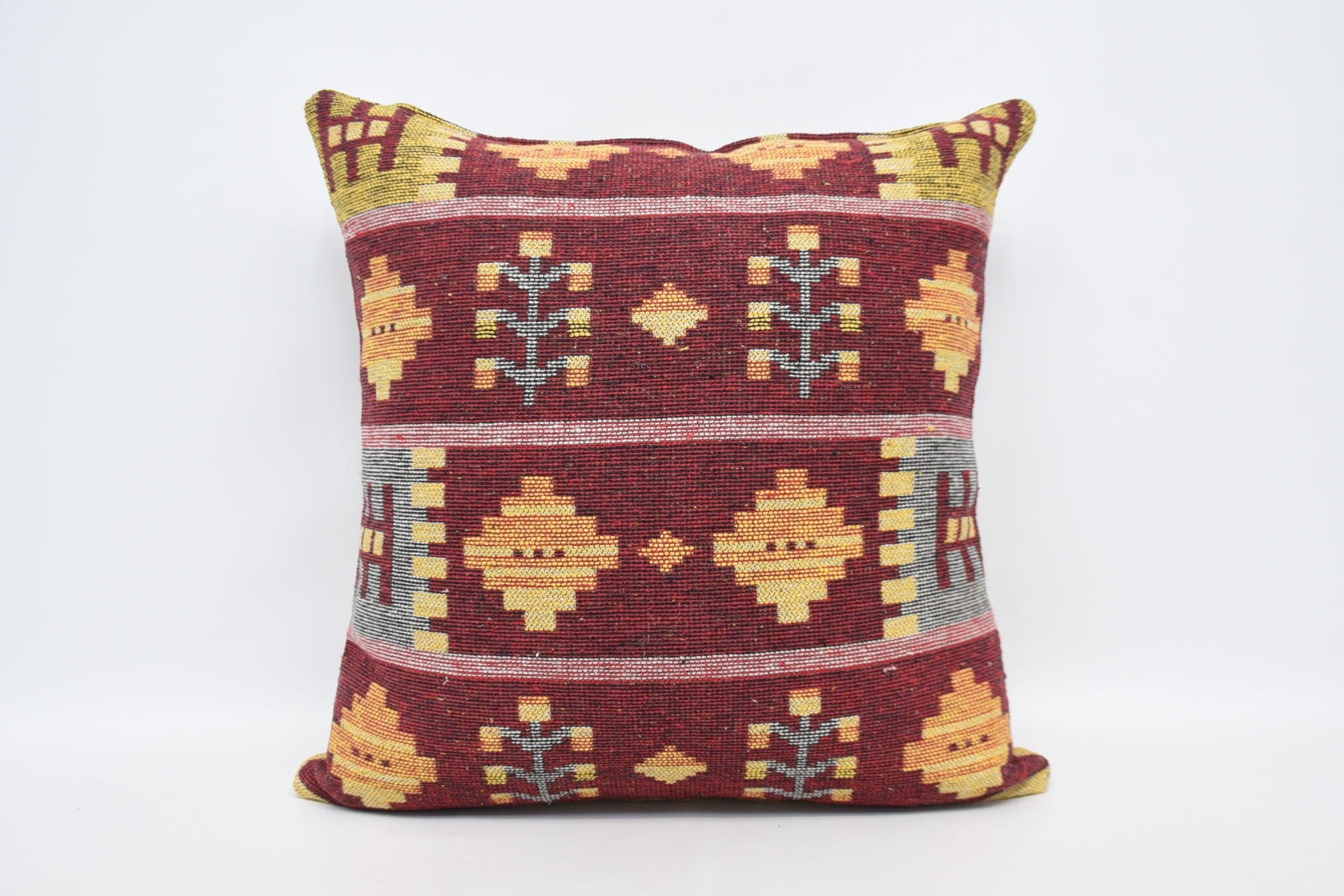 Boho Pillow, Pillow for Sofa, Outdoor Throw Pillow Cover, 28"x28" Red Pillow Sham, Handmade Kilim Cushion, Wholesale Cushion Case