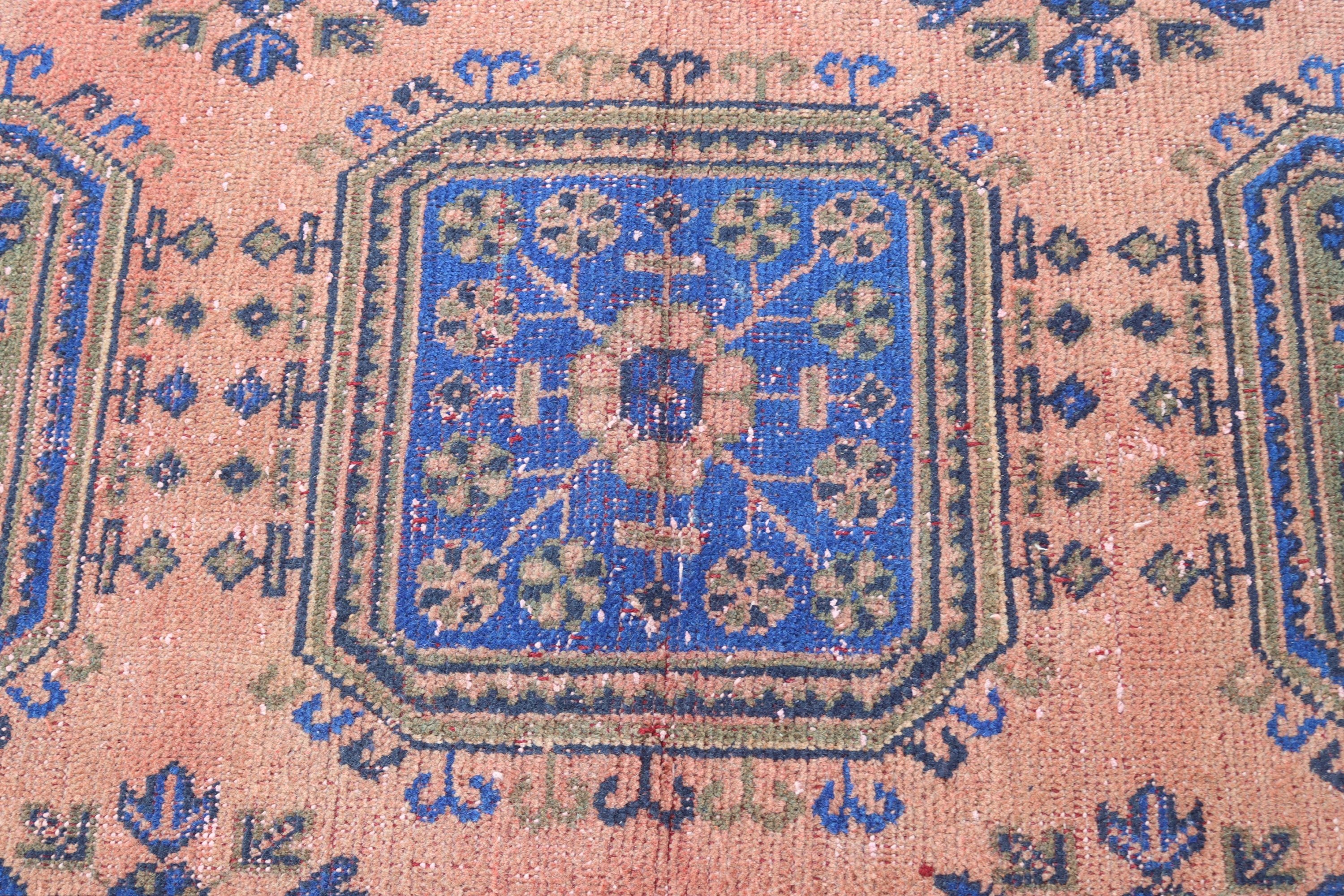 Geometric Rug, Blue Antique Rugs, 2.1x10.6 ft Runner Rug, Vintage Rug, Beni Ourain Runner Rug, Turkey Rug, Home Decor Rug, Turkish Rugs