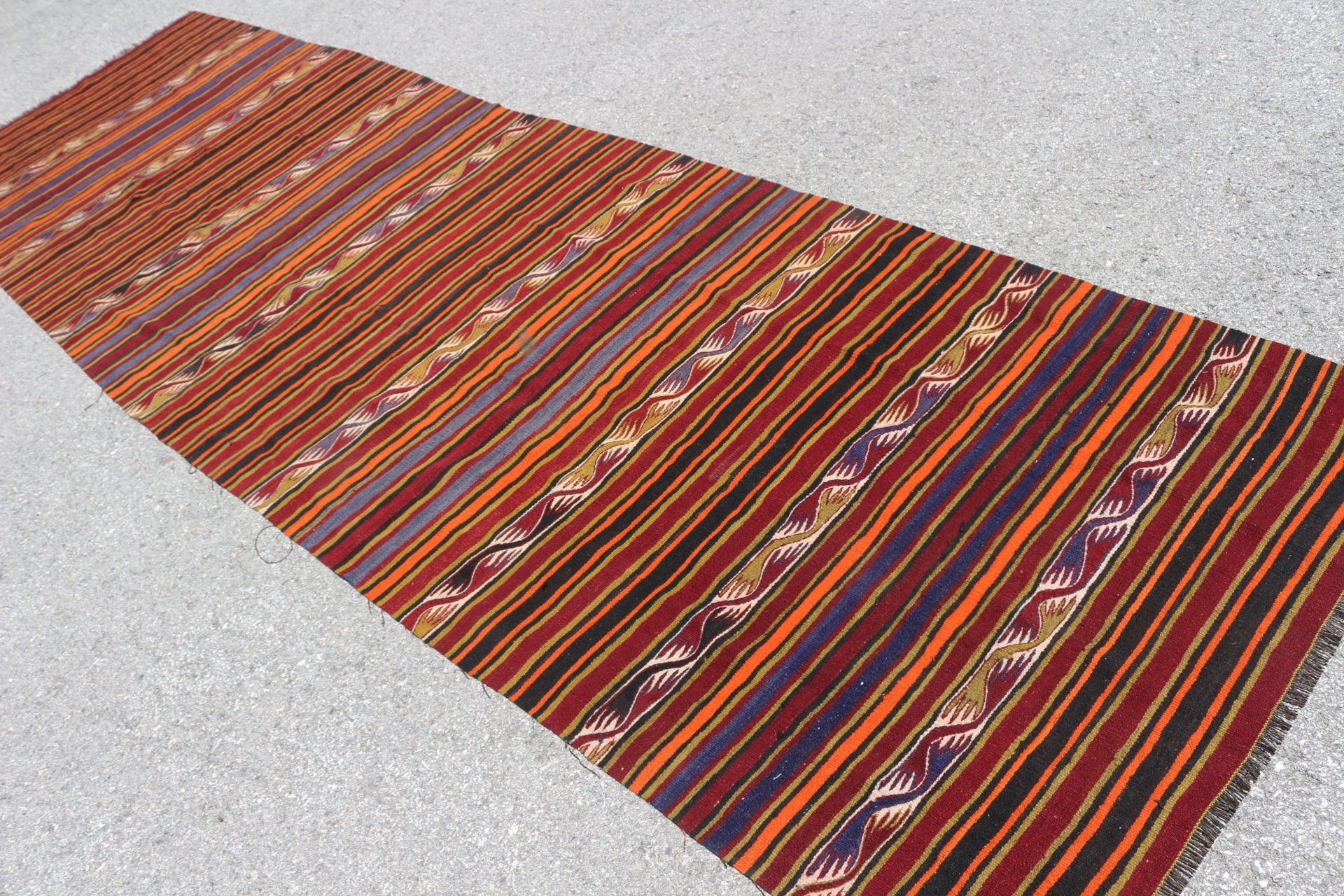 Kilim, Antika Halı, Özel Halı, Vintage Halı, 4x13.5 ft Yolluk Halısı, Merdiven Halıları, Turuncu Mutfak Halısı, Türk Halısı, Merdiven Halısı