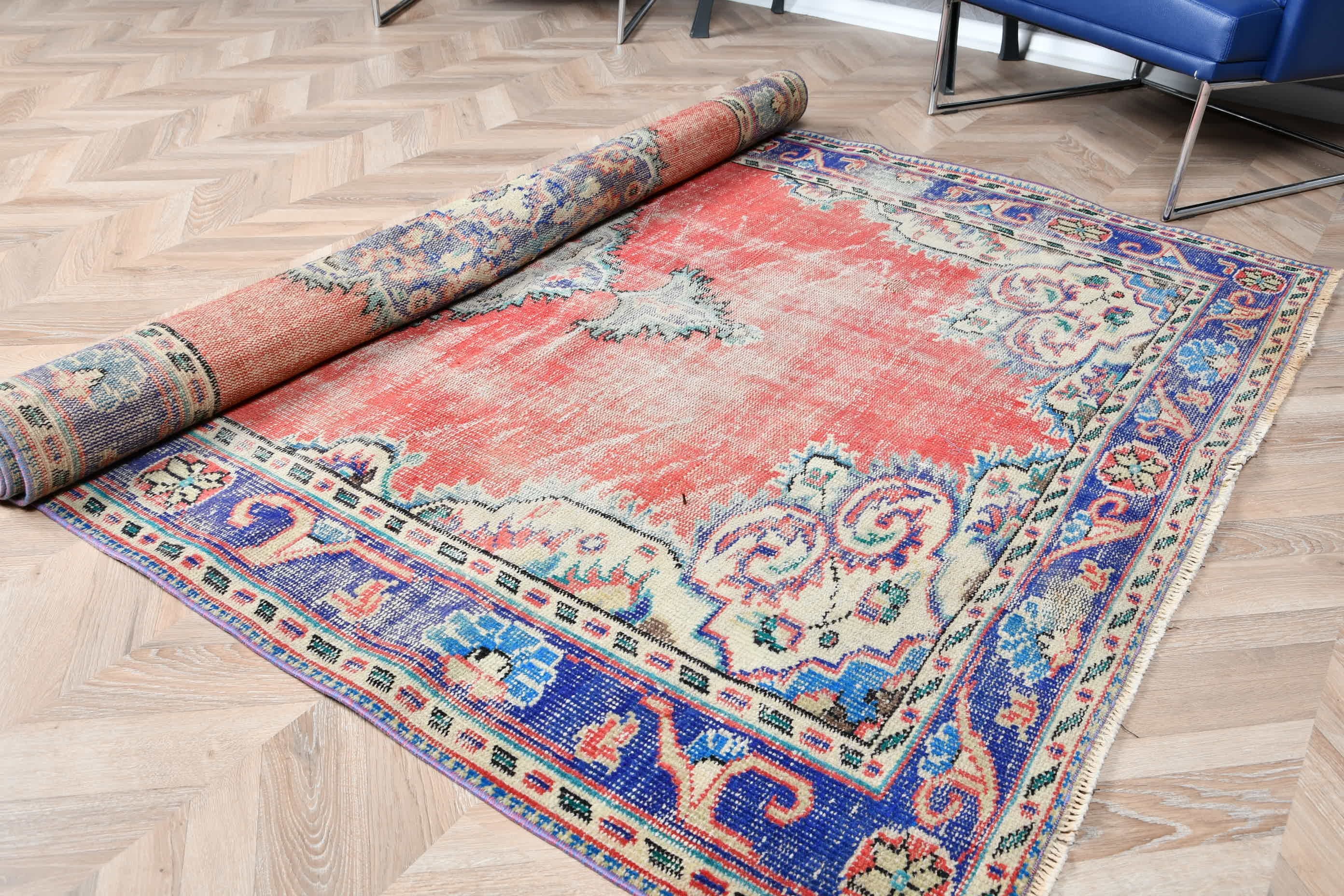 Turkish Rugs, Bedroom Rug, Dining Room Rugs, Vintage Rugs, 5.6x8.5 ft Large Rugs, Floor Rugs, Rugs for Bedroom, Cool Rug, Red Antique Rugs