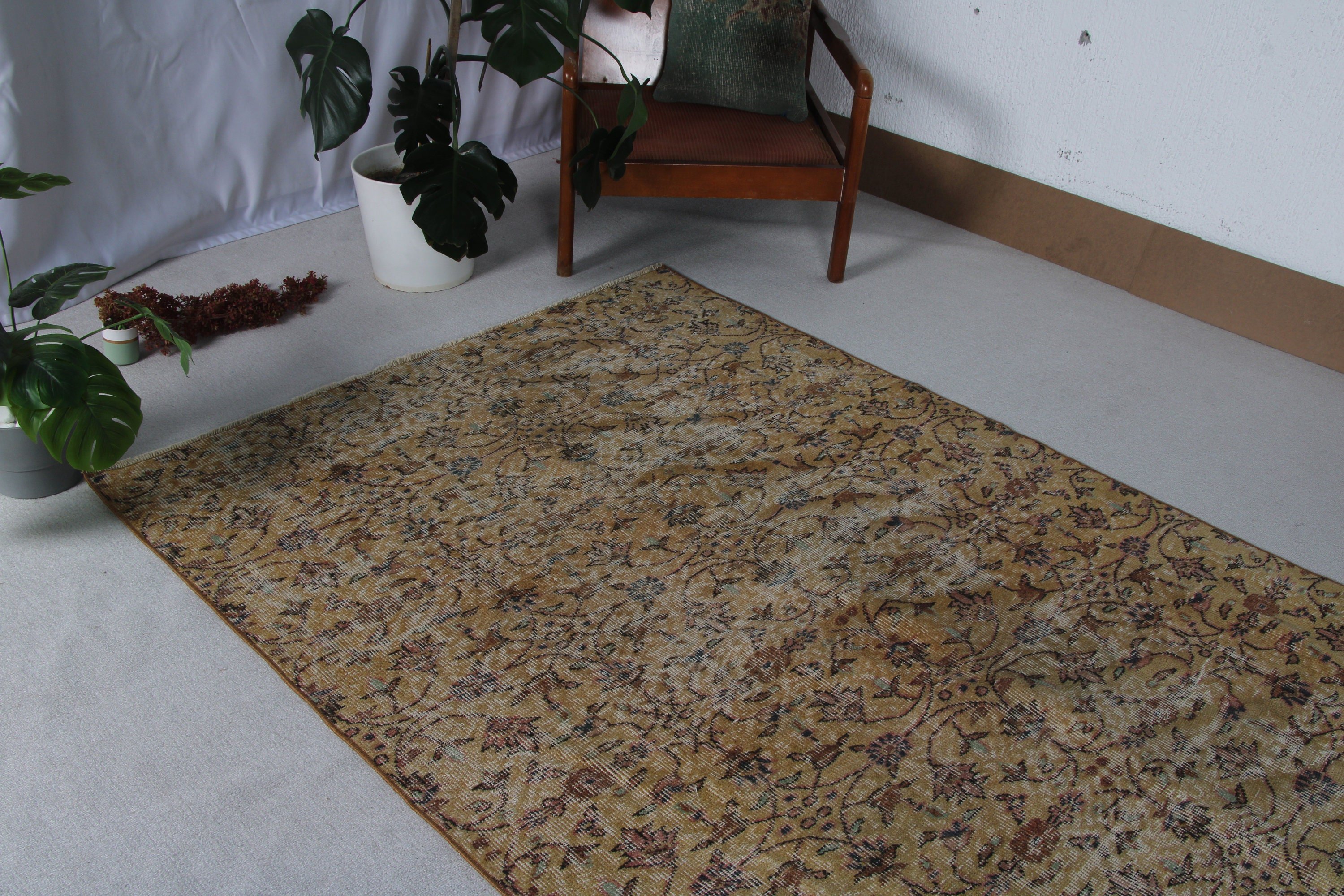 Vintage Area Rug, Vintage Rug, Bronze Bedroom Rugs, Modern Rugs, Oushak Area Rugs, Flatweave Rug, 4.7x8 ft Area Rug, Turkish Rugs