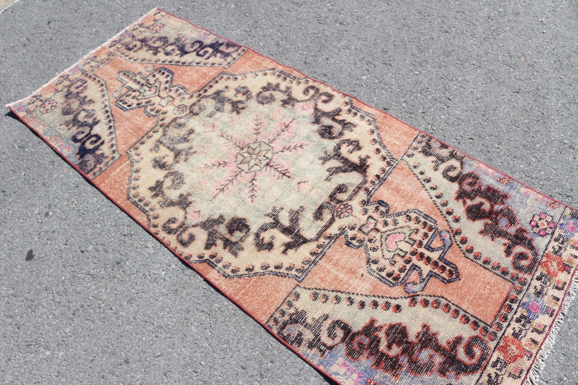 Entry Rug, Bedroom Rug, Vintage Rug, Orange  2.7x6.7 ft Accent Rug, Turkish Rug, Turkey Rug, Antique Rug, Anatolian Rug