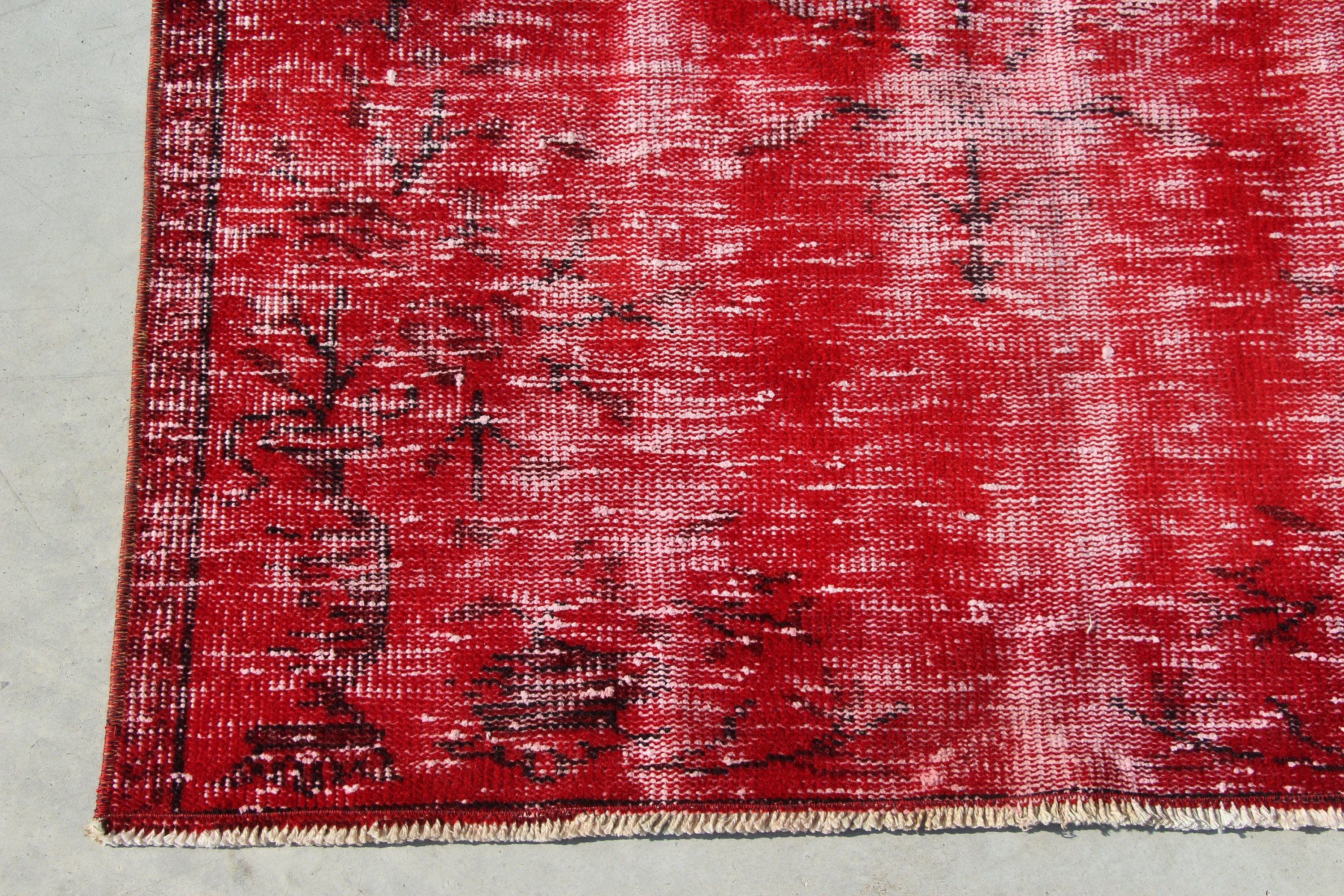 Red  3.4x7.3 ft Area Rug, Vintage Rug, Bedroom Rugs, Living Room Rug, Dining Room Rug, Old Rug, Turkish Rug