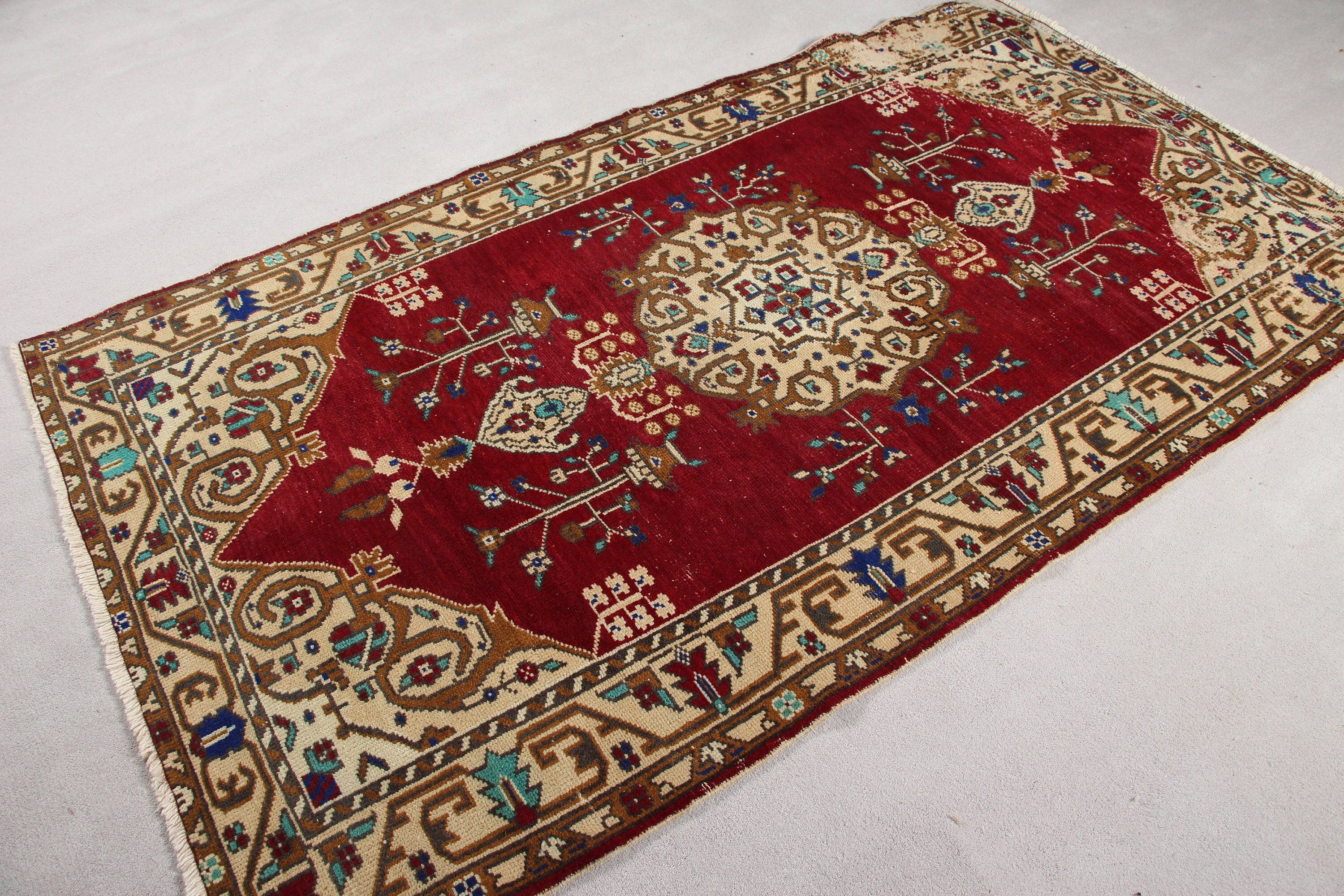 Red Oriental Rug, Vintage Rug, Turkish Rug, Dining Room Rugs, 4.2x7.5 ft Area Rugs, Kitchen Rugs, Floor Rug, Anatolian Rug, Aztec Rug