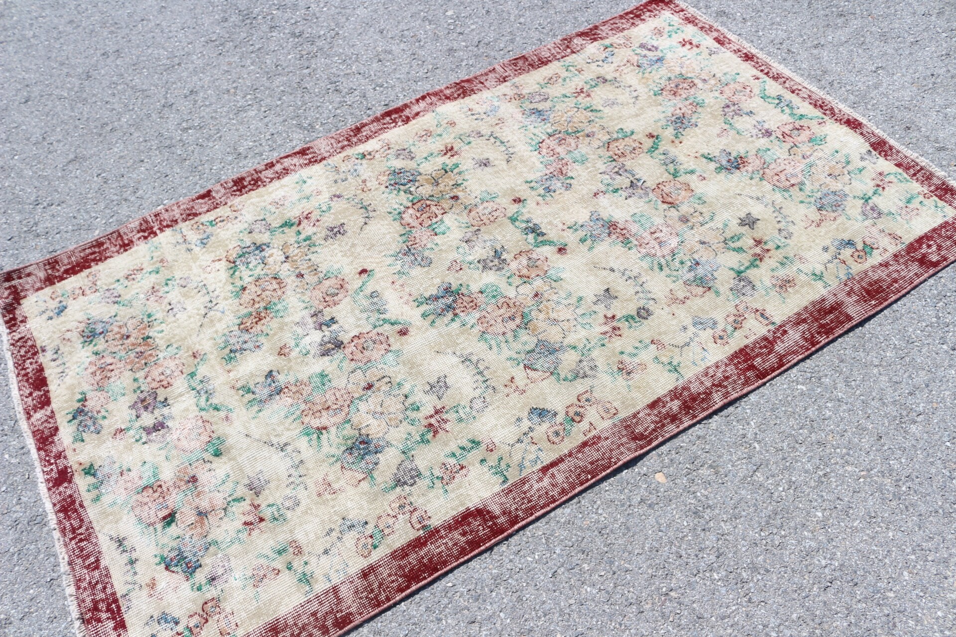 Natural Rug, Indoor Rug, Bedroom Rugs, Turkish Rug, Red Bedroom Rug, Vintage Rug, 3.7x6.6 ft Area Rug, Antique Rug, Rugs for Nursery