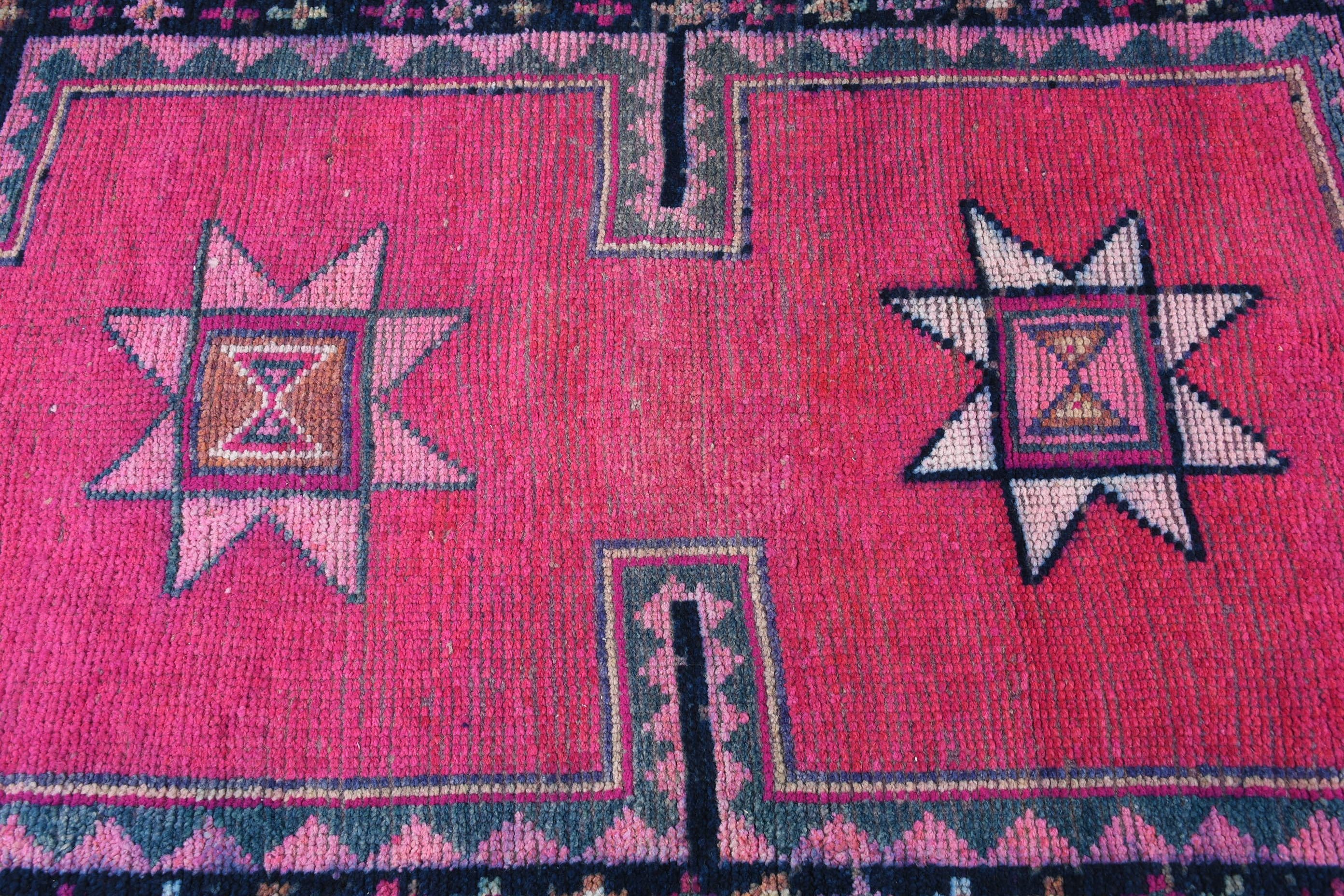 Pink Anatolian Rug, Stair Rug, Turkish Rugs, 3.1x9.8 ft Runner Rug, Vintage Rugs, Rugs for Kitchen, Kitchen Rugs, Wool Rugs