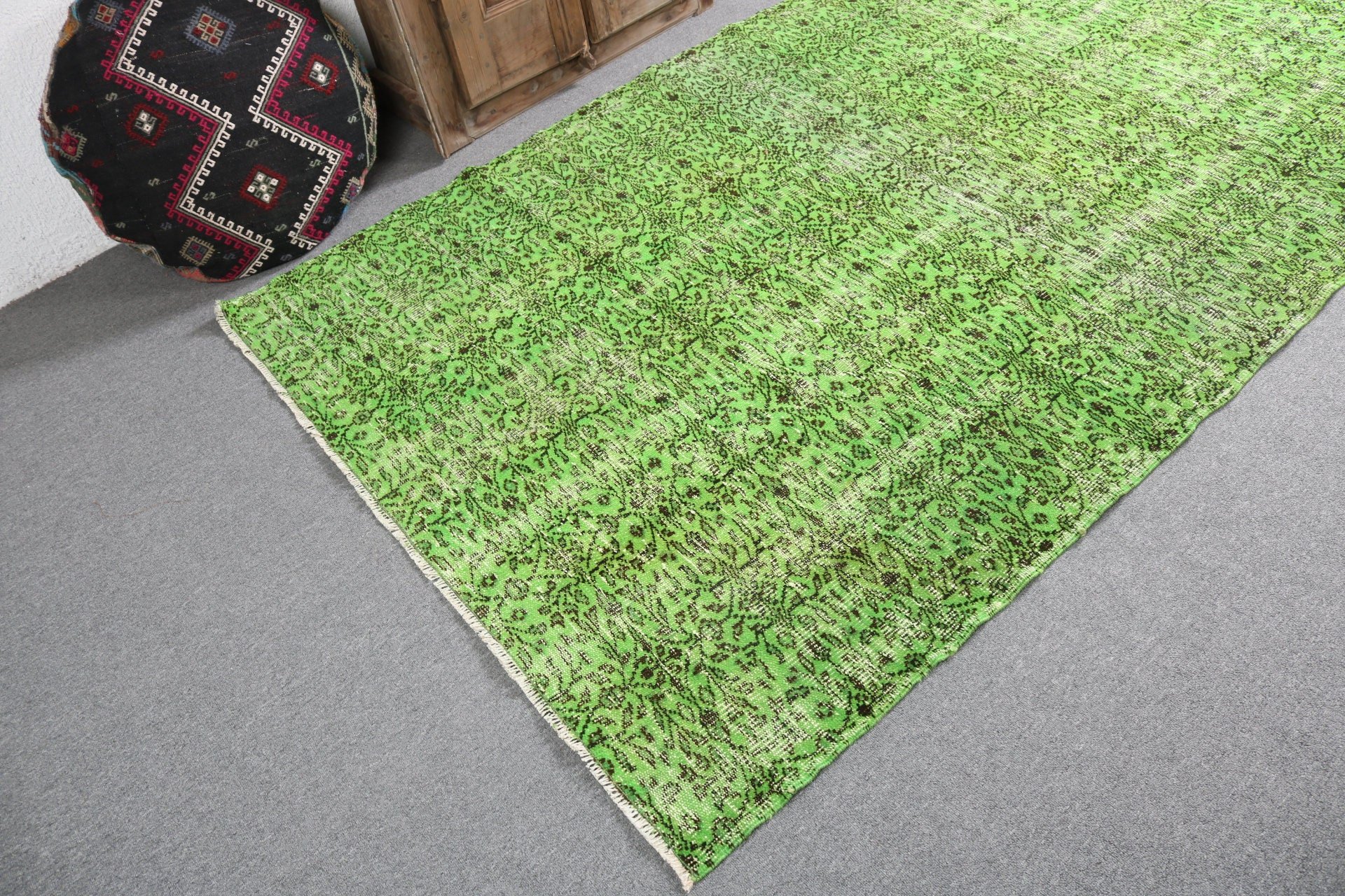 Vintage Rugs, Dining Room Rug, Green Handwoven Rug, Turkish Rugs, Living Room Rugs, Oushak Rug, Home Decor Rug, 5.1x8.6 ft Large Rugs