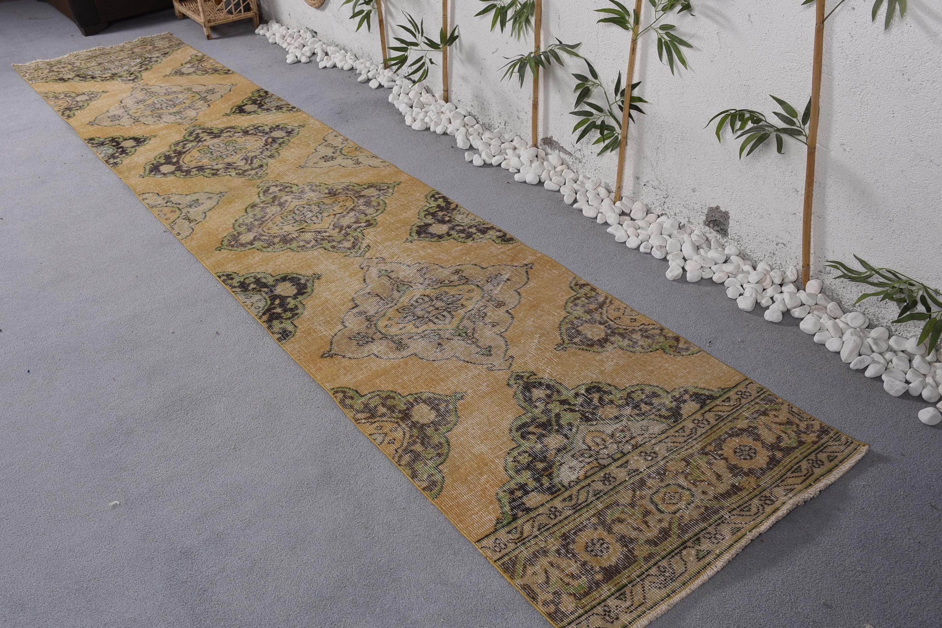 Beni Ourain Runner Halıları, Antika Halı, Koridor Halısı, Açıklama Halısı, Sarı El Dokuma Halısı, 2.5x13.1 ft Runner Halısı, Vintage Halılar, Türk Halısı