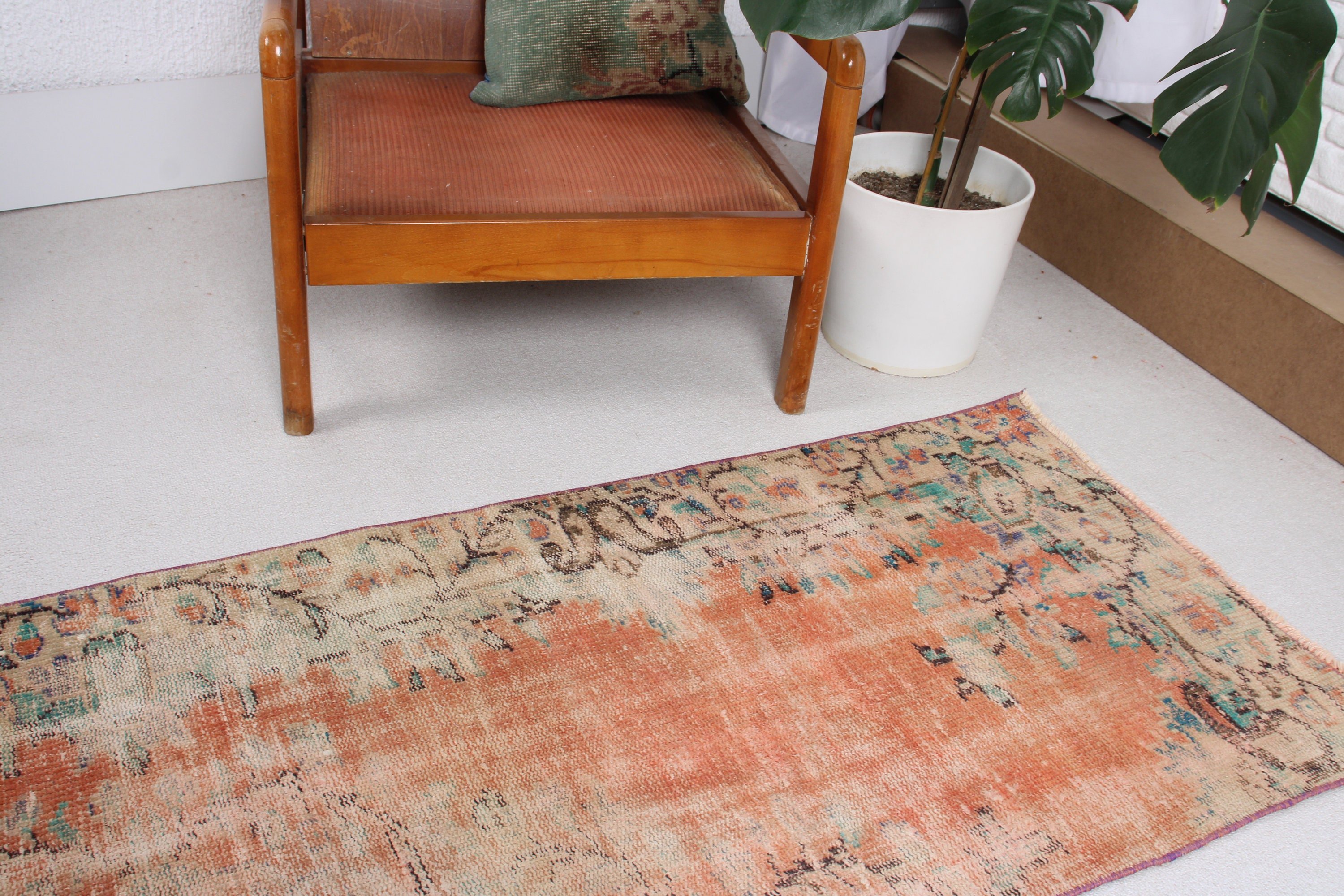 Orange Statement Rug, Bath Rugs, Vintage Rug, Antique Rugs, Turkish Rug, Home Decor Rug, Small Boho Rug, Floor Rug, 2.3x5.4 ft Small Rugs