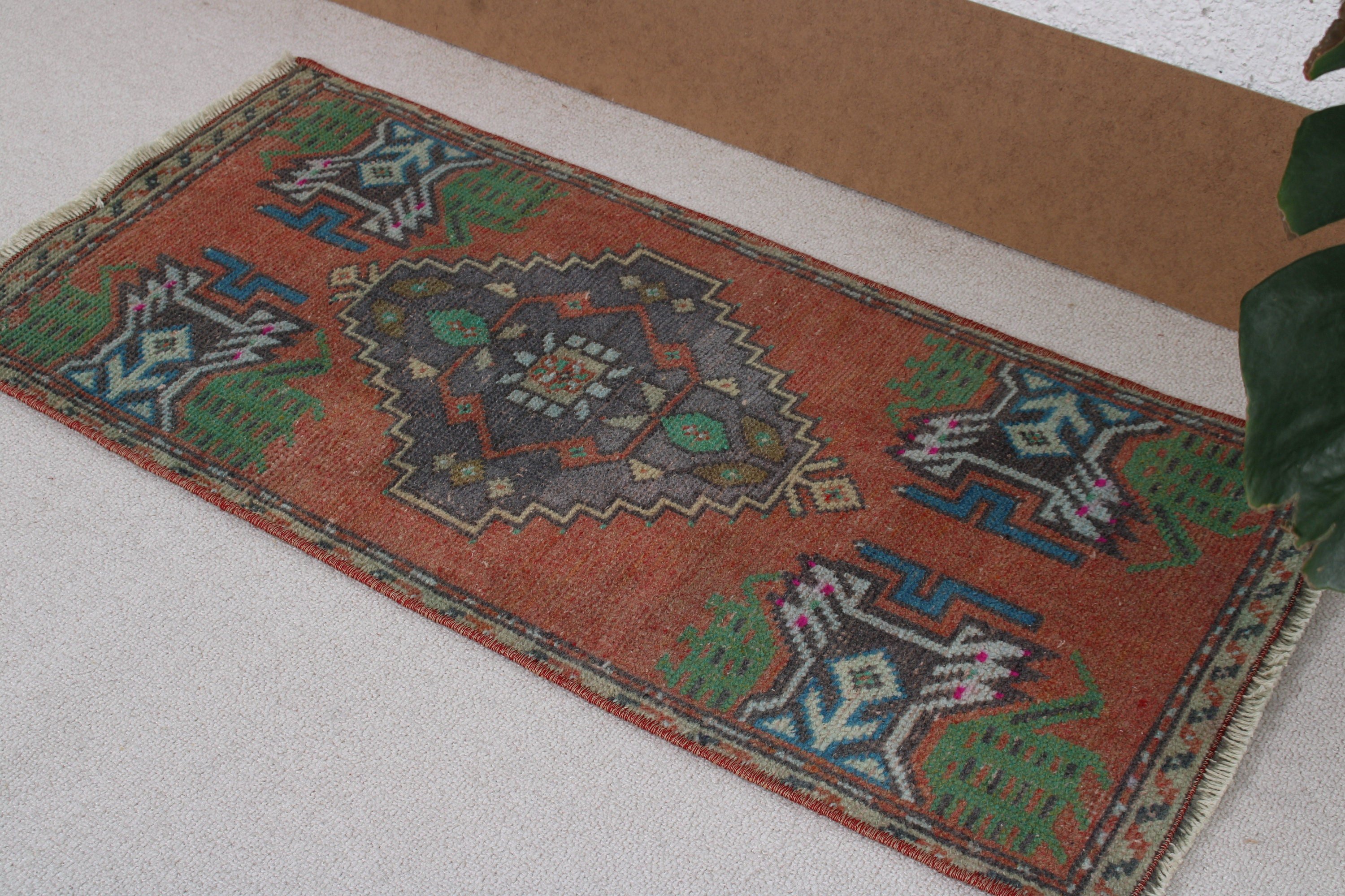 Small Boho Rugs, Statement Rug, Wall Hanging Rug, Vintage Rugs, Turkish Rug, Oriental Rugs, 1.4x3.1 ft Small Rugs, Bronze Wool Rugs