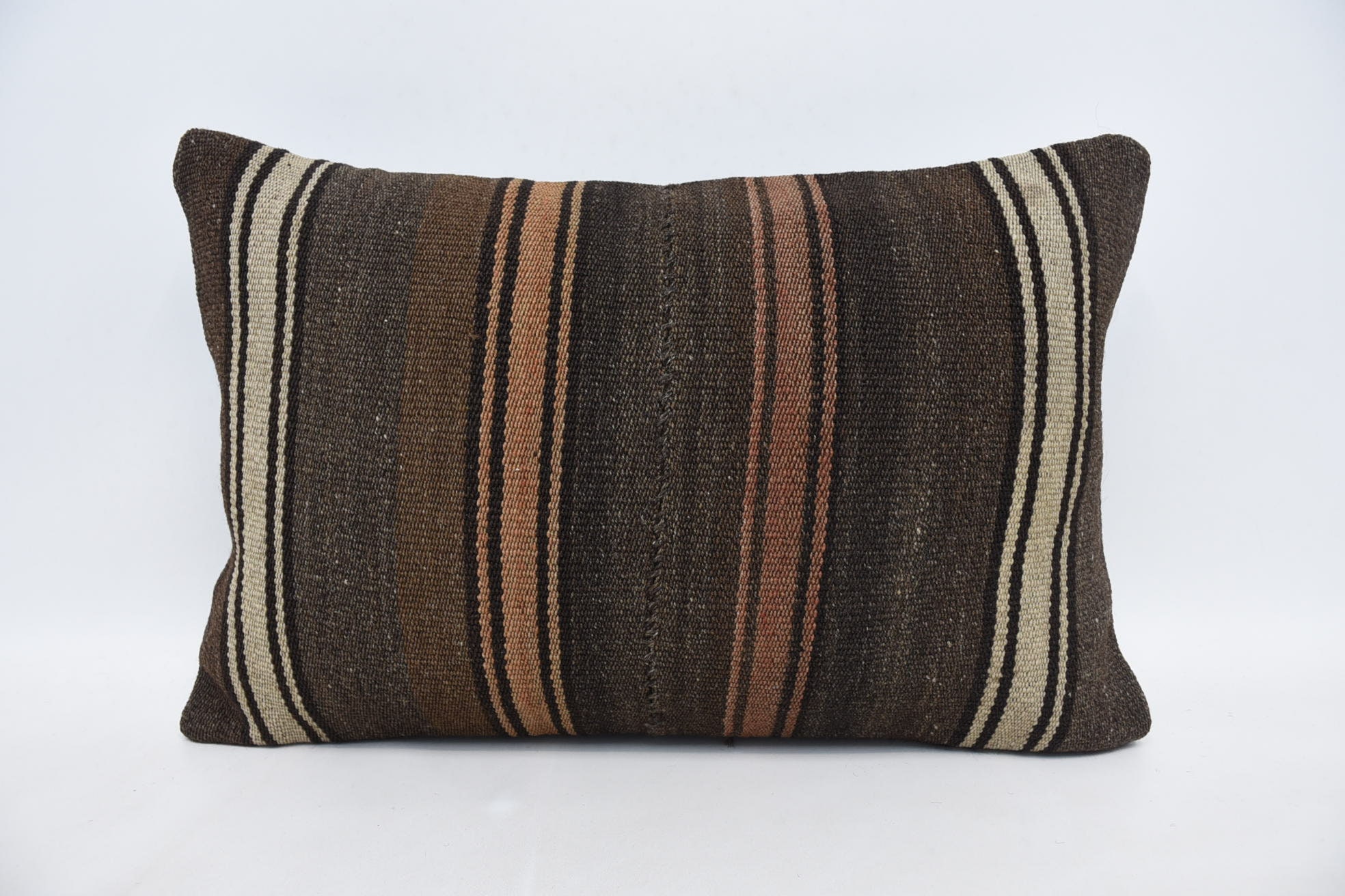 Handmade Kilim Cushion, Kilim Pillow, 16"x24" Brown Cushion, Bright Pillow Case, Boho Pillow, Couch Cushion, Aztec Pillow Sham