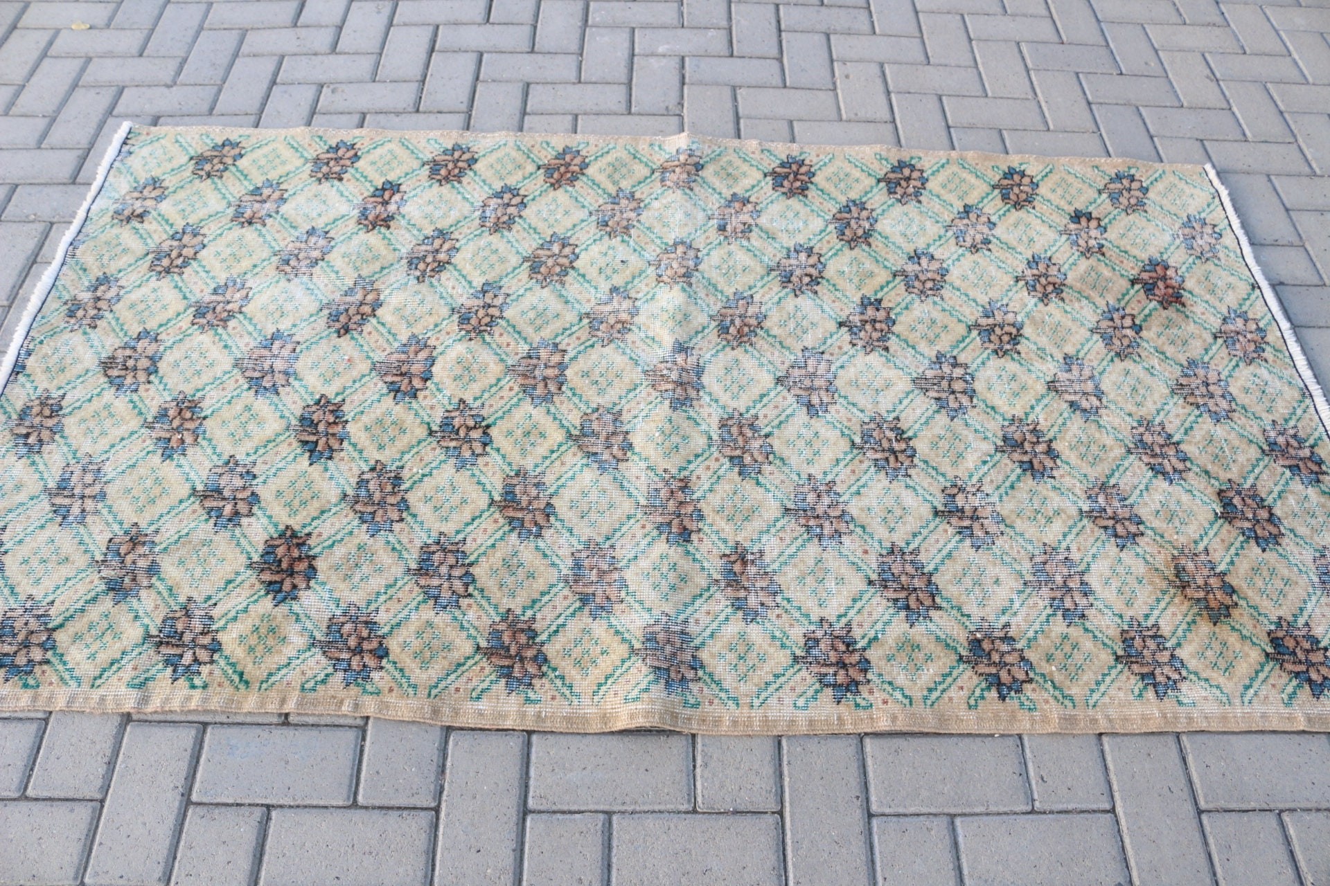 Türk Halıları, Oturma Odası Halısı, Yemek Odası Halısı, 3,8x6,7 ft Alan Halısı, Antika Halı, Yatak Odası Halısı, Özel Halılar, Vintage Halı, Yeşil Zemin Halısı