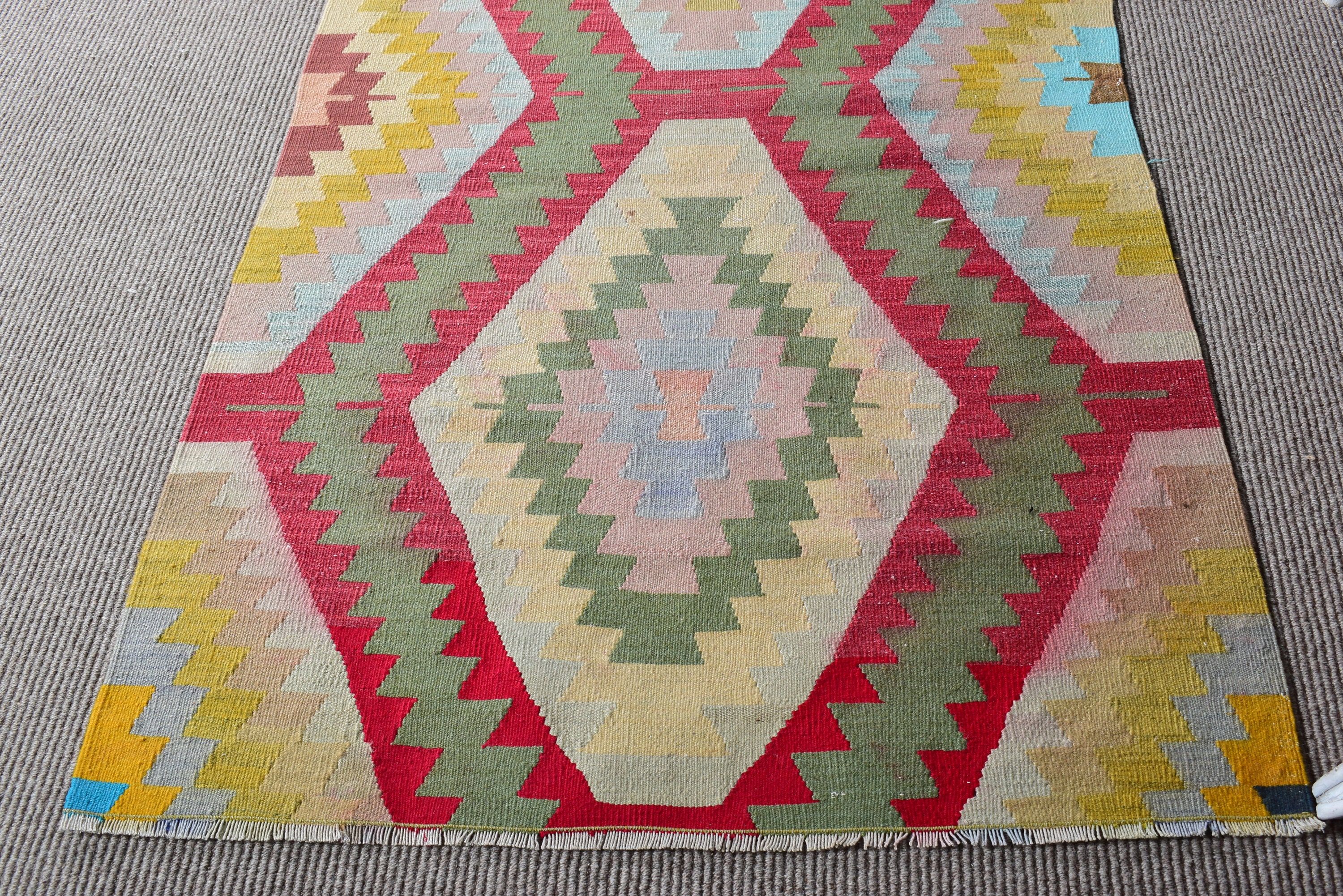 Türk Halıları, Boho Halıları, Oushak Halıları, Boho Vurgulu Halılar, Vintage Halılar, Sarı Boho Halısı, 3.1x6.1 ft Aksan Halısı, Aztek Halısı, Kilim, Lüks Halı