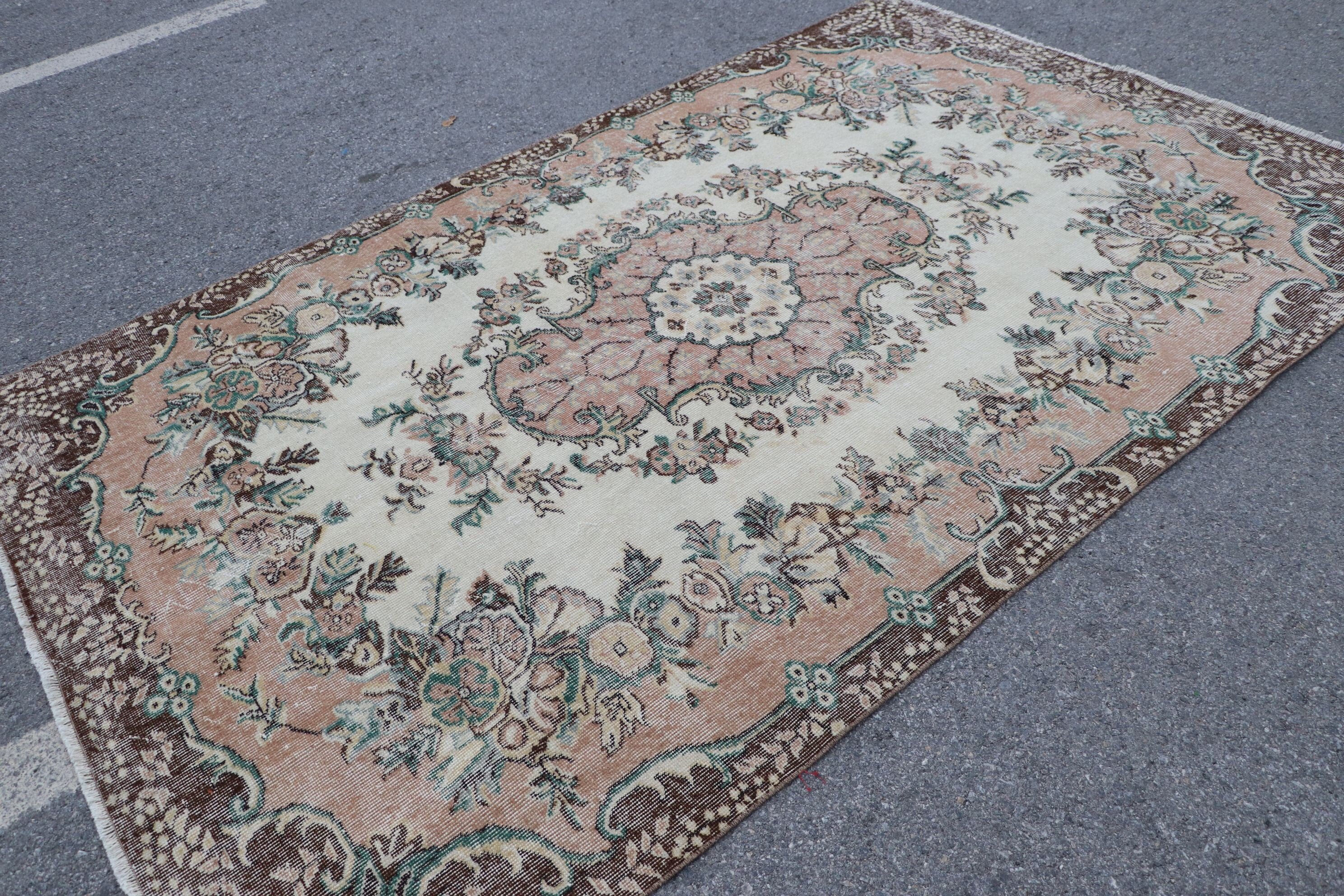 5.6x8.8 ft Large Rug, Turkish Rug, Living Room Rug, Oriental Rugs, Rugs for Salon, Cool Rugs, Vintage Rug, Bedroom Rugs, Beige Cool Rug