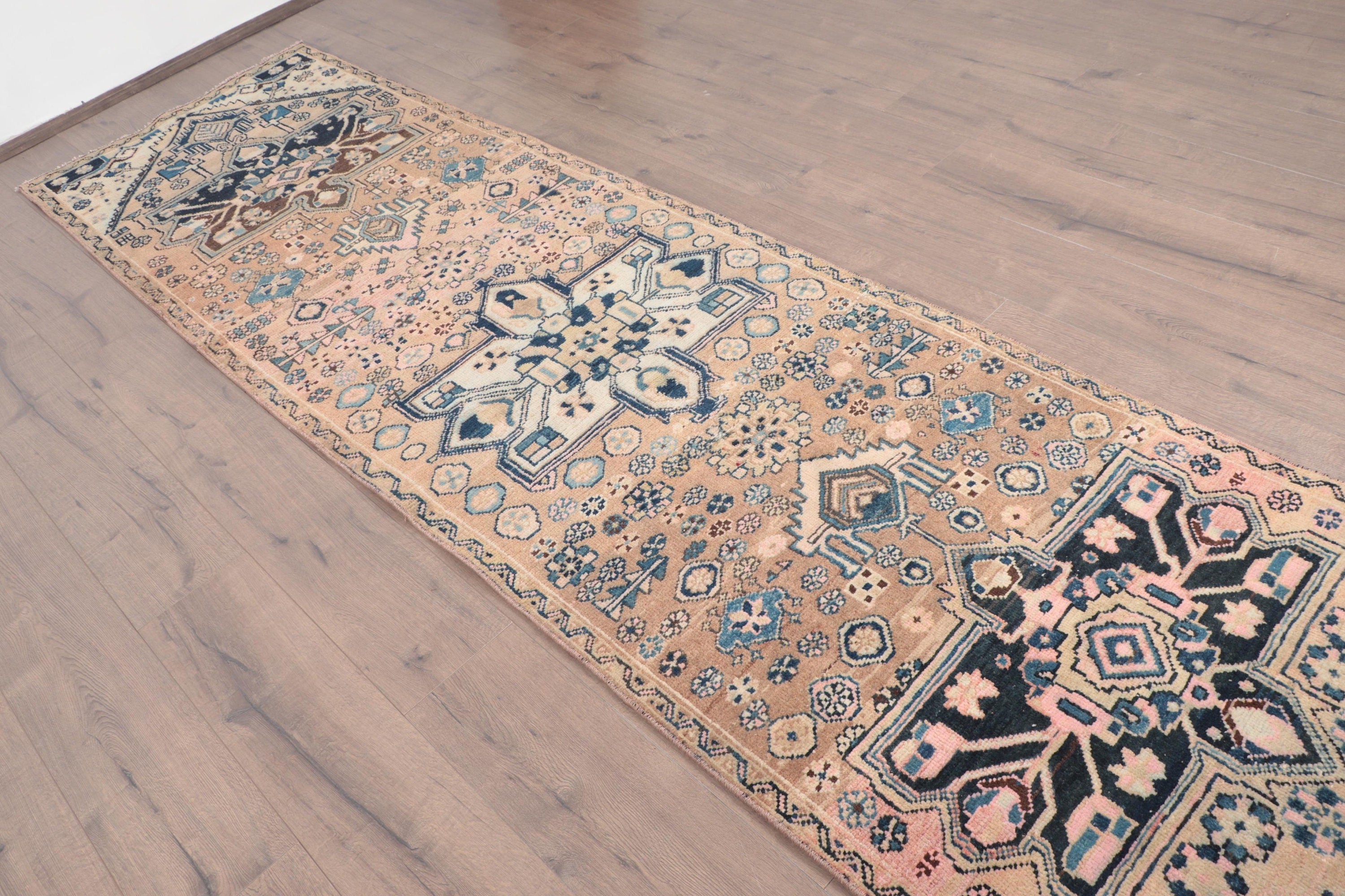 2.8x10.9 ft Runner Halıları, Antika Halılar, Merdiven Halısı, Türk Halıları, Siyah Yer Halısı, Vintage Halı, Geleneksel Halı, Koridor Halısı