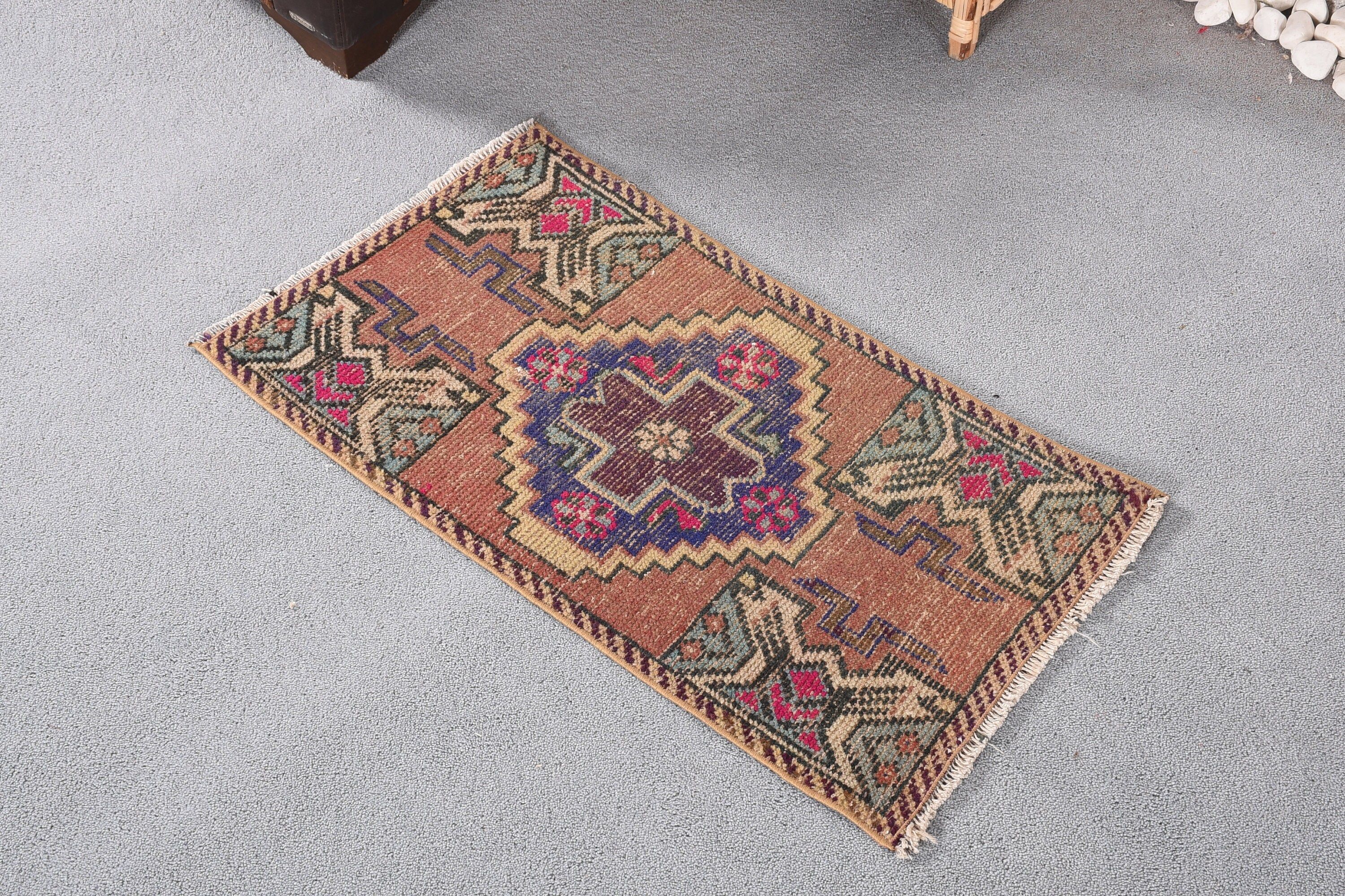 Home Decor Rugs, Turkish Rugs, 1.6x2.7 ft Small Rug, Door Mat Rugs, Vintage Rug, Brown Floor Rugs, Antique Rug, Bedroom Rugs, Handmade Rug