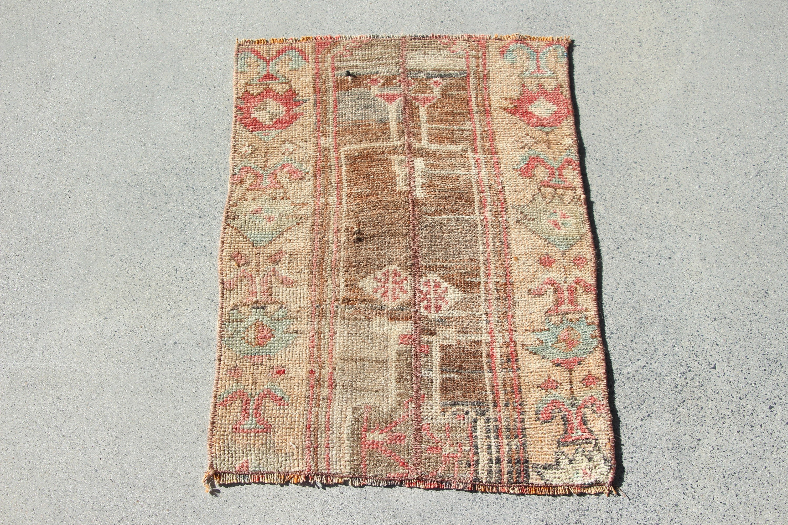 Brown Oriental Rugs, Car Mat Rug, Antique Rug, Wall Hanging Rug, Vintage Rugs, Turkish Rug, Retro Rug, 1.6x2.2 ft Small Rugs