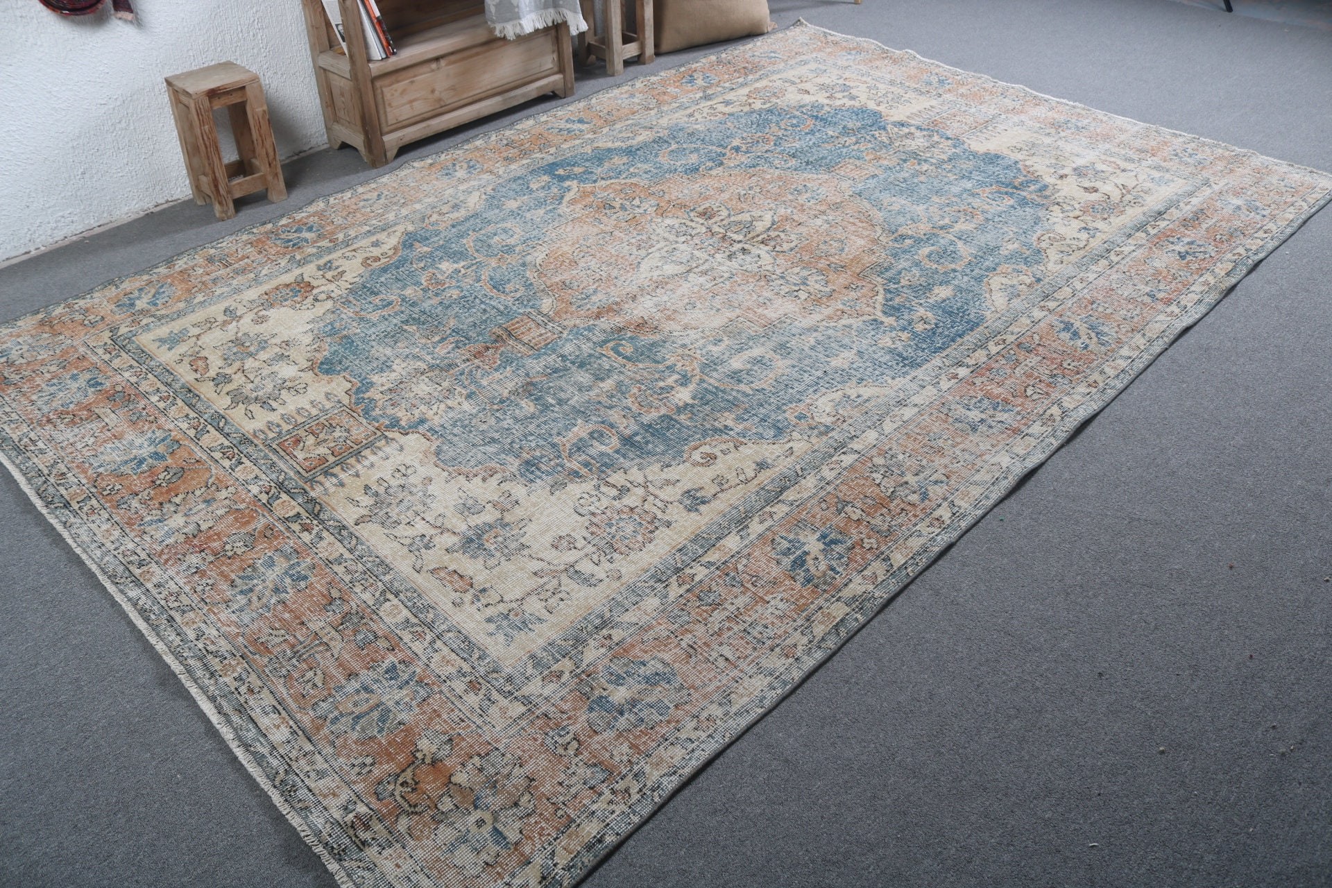 Living Room Rug, Vintage Rug, Turkish Rugs, Dorm Rug, Rugs for Saloon, Floor Rugs, Oriental Rug, 6.9x10.6 ft Oversize Rug, Dining Room Rug