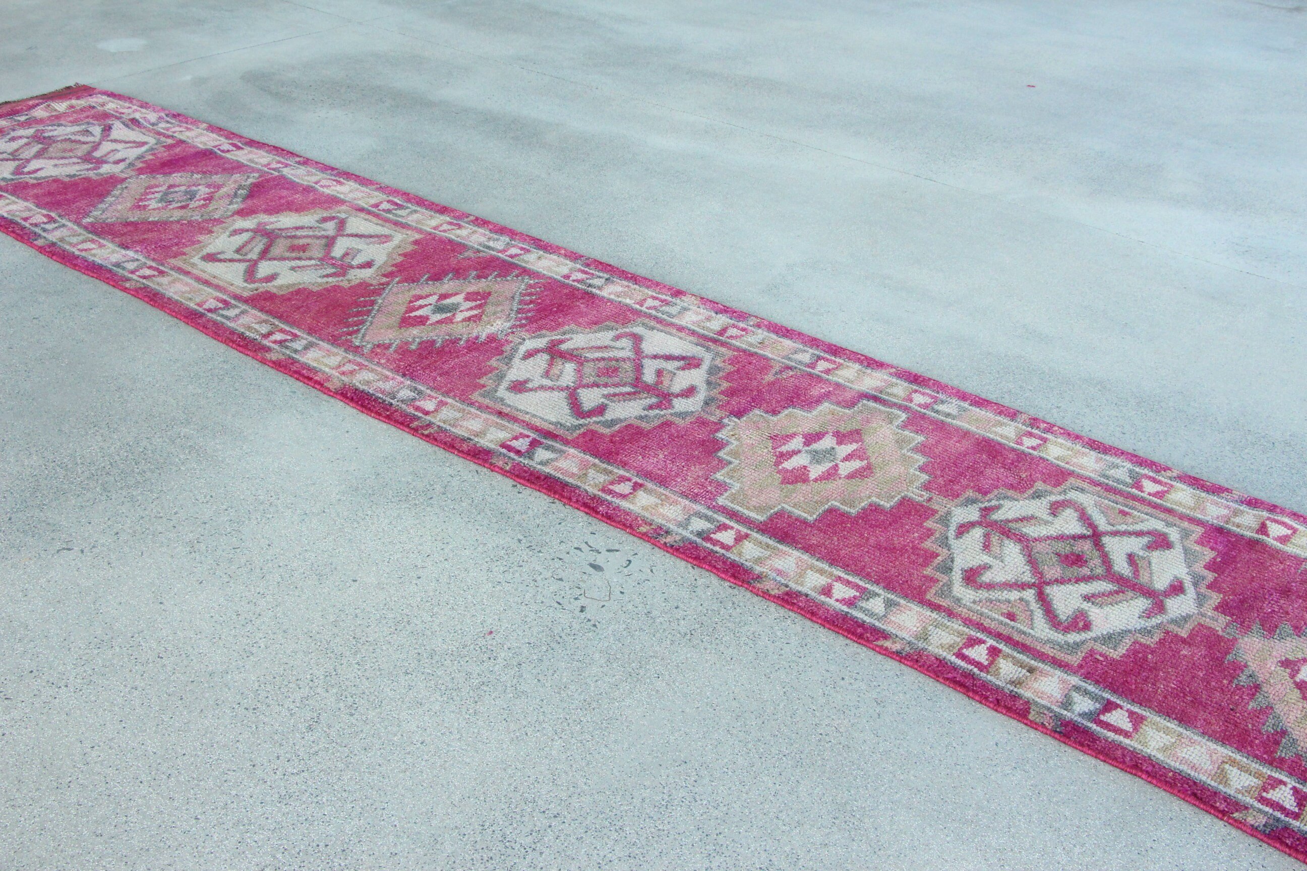 Beni Ourain Runner Rug, Kitchen Rug, Outdoor Rugs, Vintage Rugs, Pink Home Decor Rug, 2.6x12.9 ft Runner Rugs, Turkish Rugs