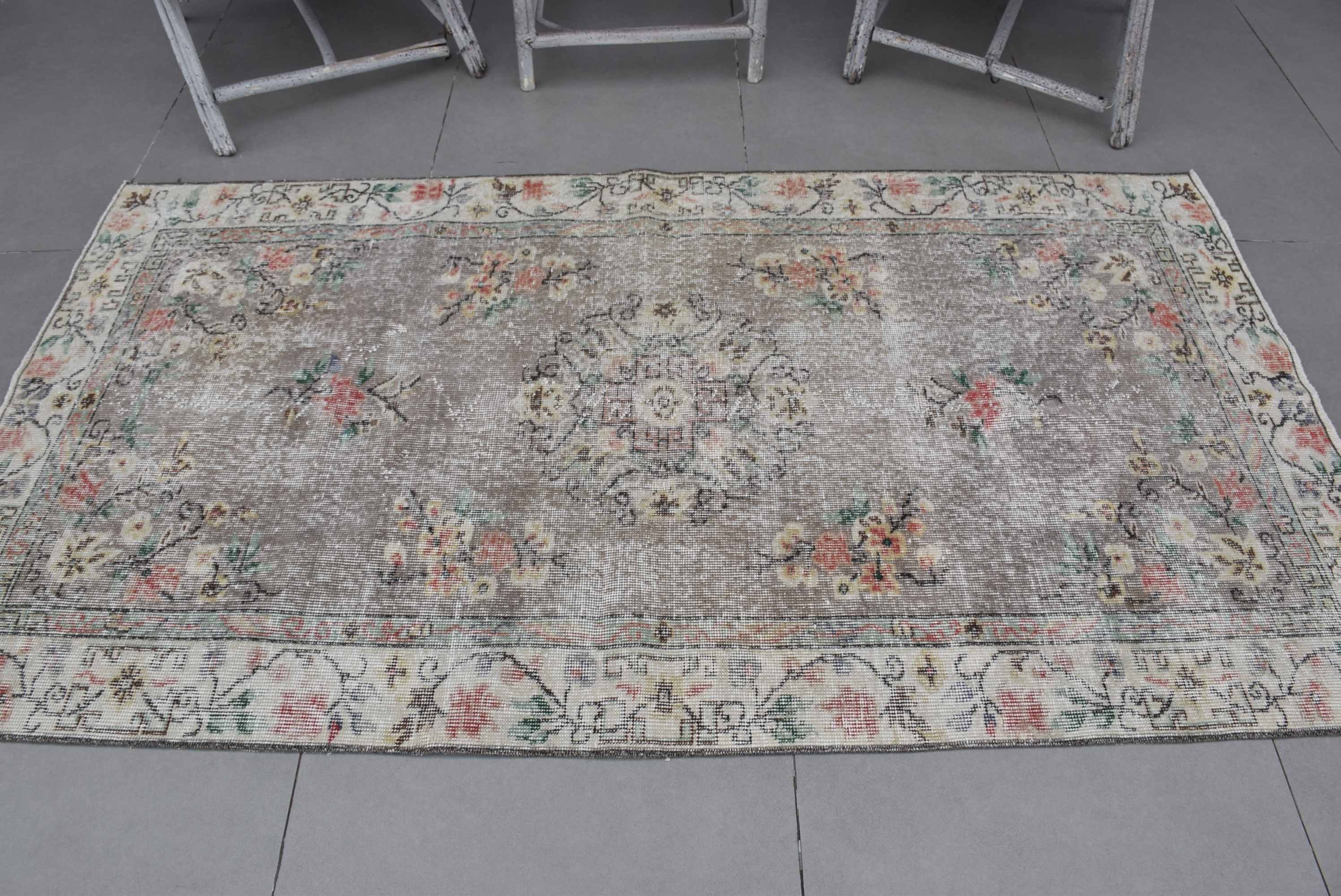 Rugs for Kitchen, Aztec Rug, Vintage Rugs, Turkish Rug, Dining Room Rugs, Home Decor Rug, 3.7x6.9 ft Area Rug, Gray Kitchen Rug, Cool Rugs