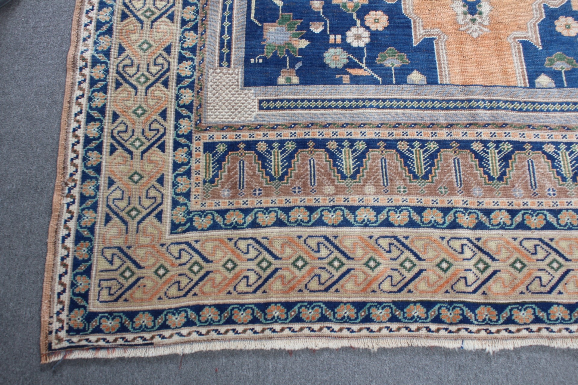 Vintage Rug, Aztec Rug, Turkish Rugs, Anatolian Rug, Dining Room Rug, Bedroom Rug, Oushak Rug, Blue  6.1x10.6 ft Large Rug