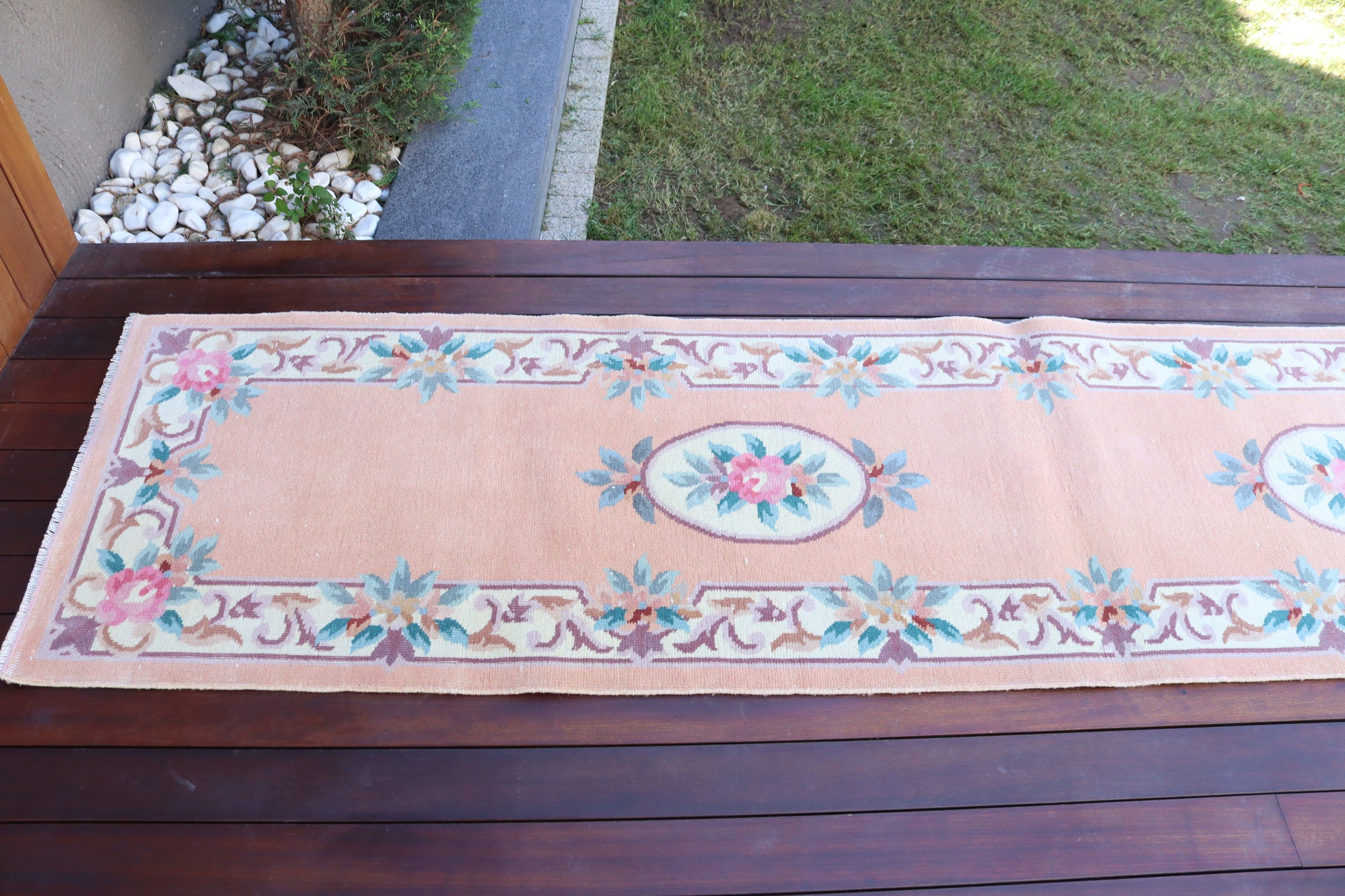 Merdiven Halıları, Turuncu Geometrik Halılar, Antika Halılar, Türk Halıları, Beni Ourain Runner Halıları, 2.2x11.2 ft Runner Halısı, Vintage Halı, Düz Dokuma Halı