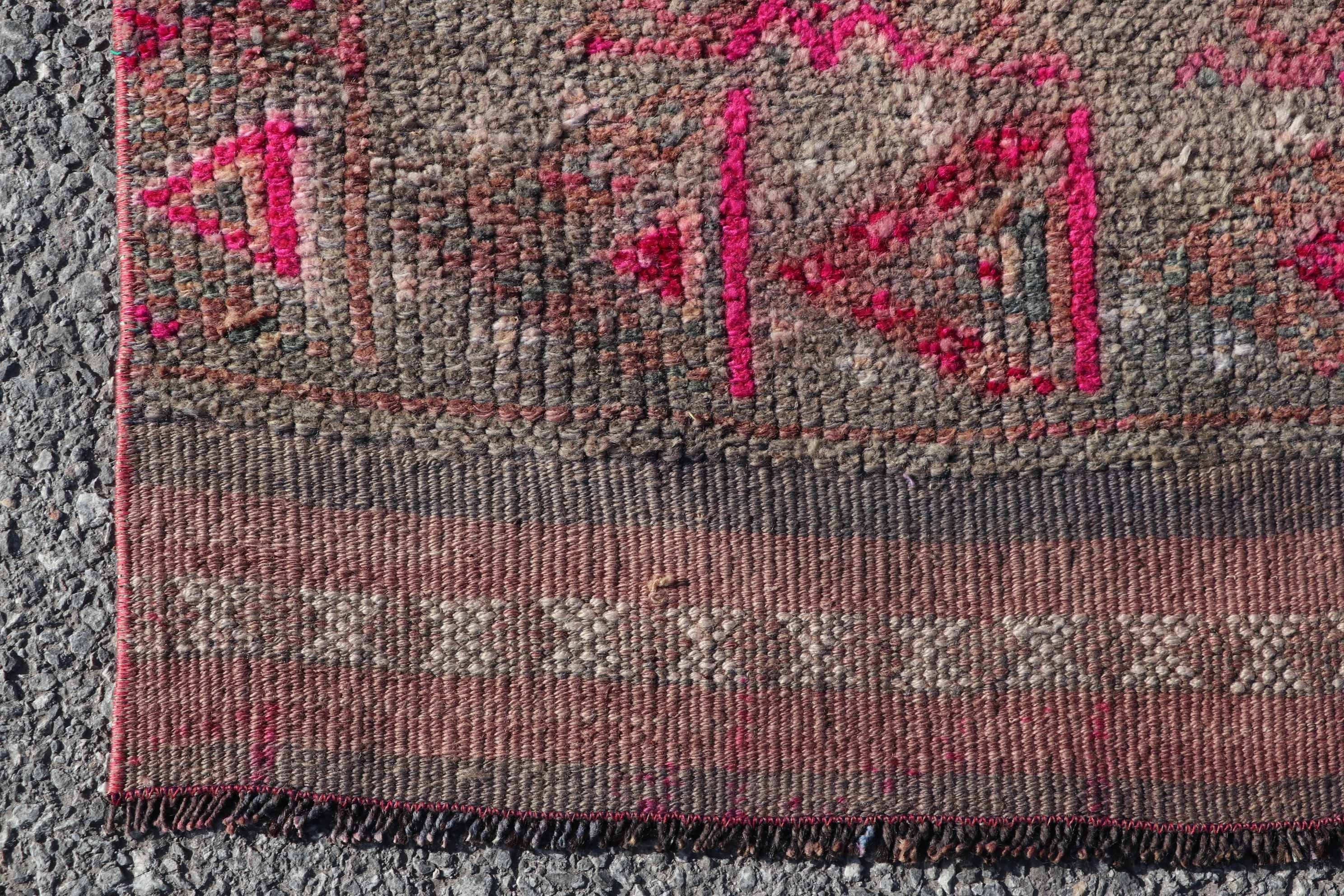 Turkish Rug, Rugs for Corridor, Stair Rug, Anatolian Rug, Corridor Rug, Pink  2.6x12 ft Runner Rug, Vintage Rug, Bedroom Rug