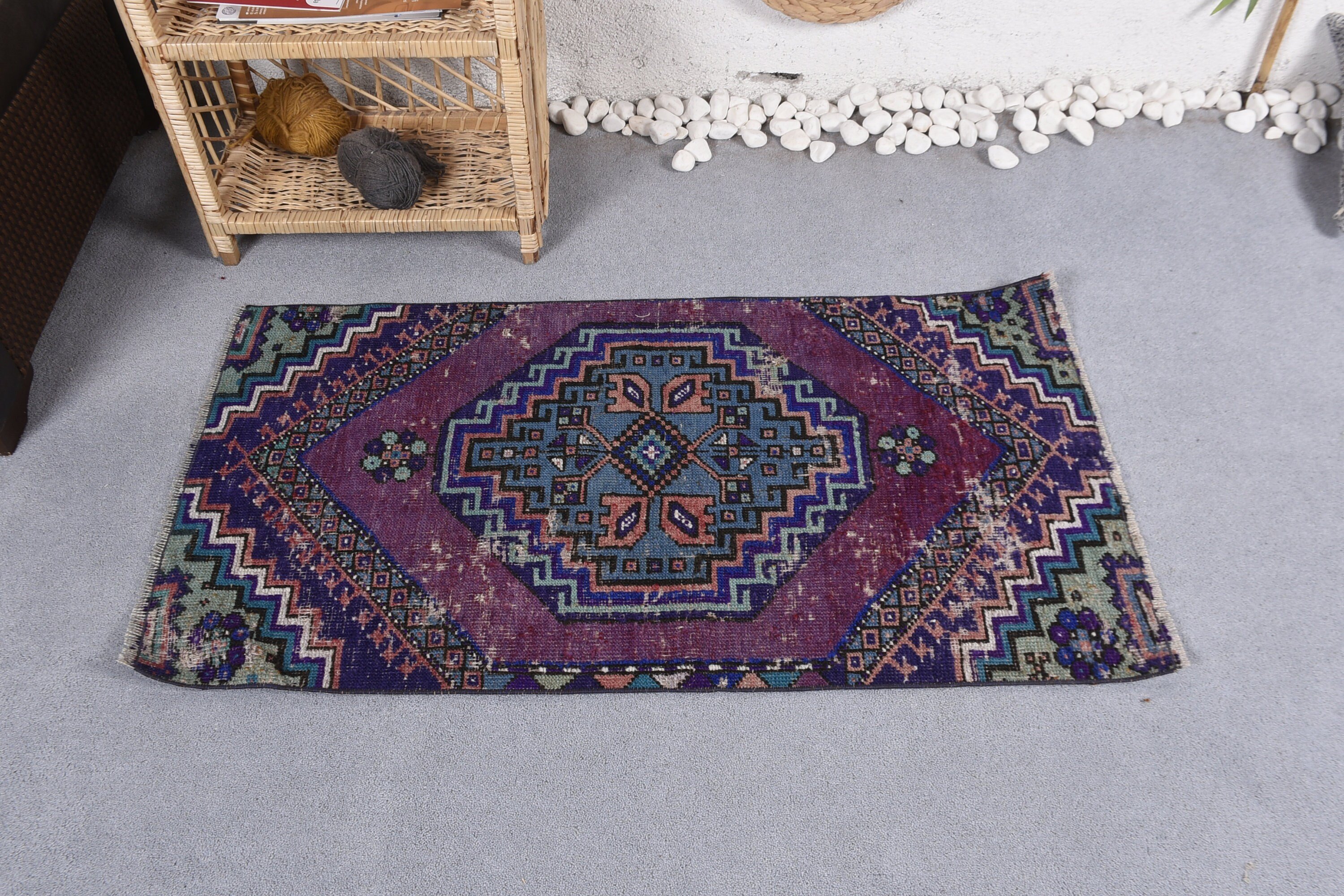 Bath Rug, Rugs for Entry, Vintage Rugs, Oriental Rug, Nursery Rug, Home Decor Rug, 2.1x4 ft Small Rug, Turkish Rug, Purple Oriental Rug