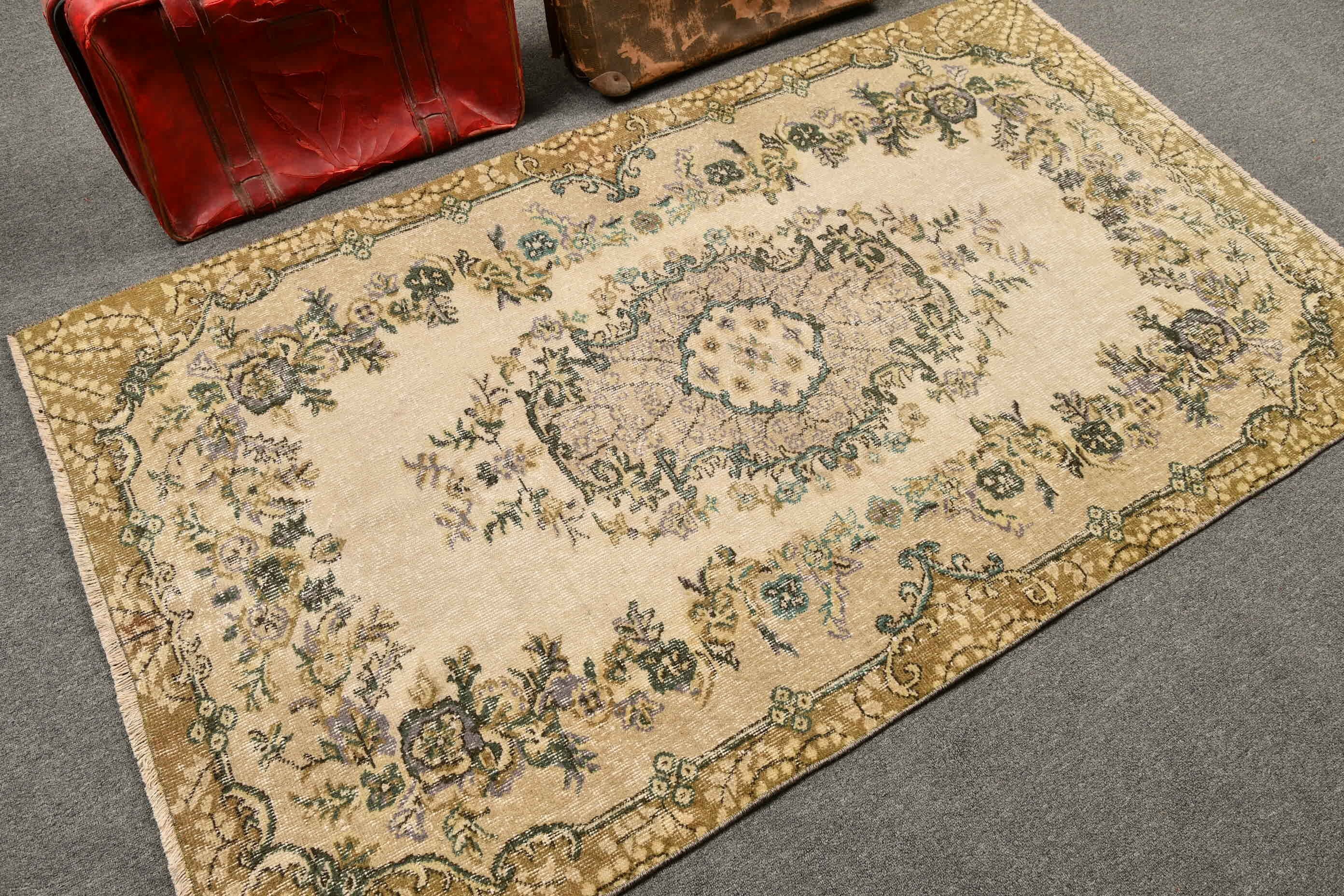 Rugs for Indoor, Vintage Rug, Moroccan Rugs, Pastel Rugs, Nursery Rugs, Beige Bedroom Rug, Turkish Rug, 3.8x6.5 ft Area Rugs, Bedroom Rug