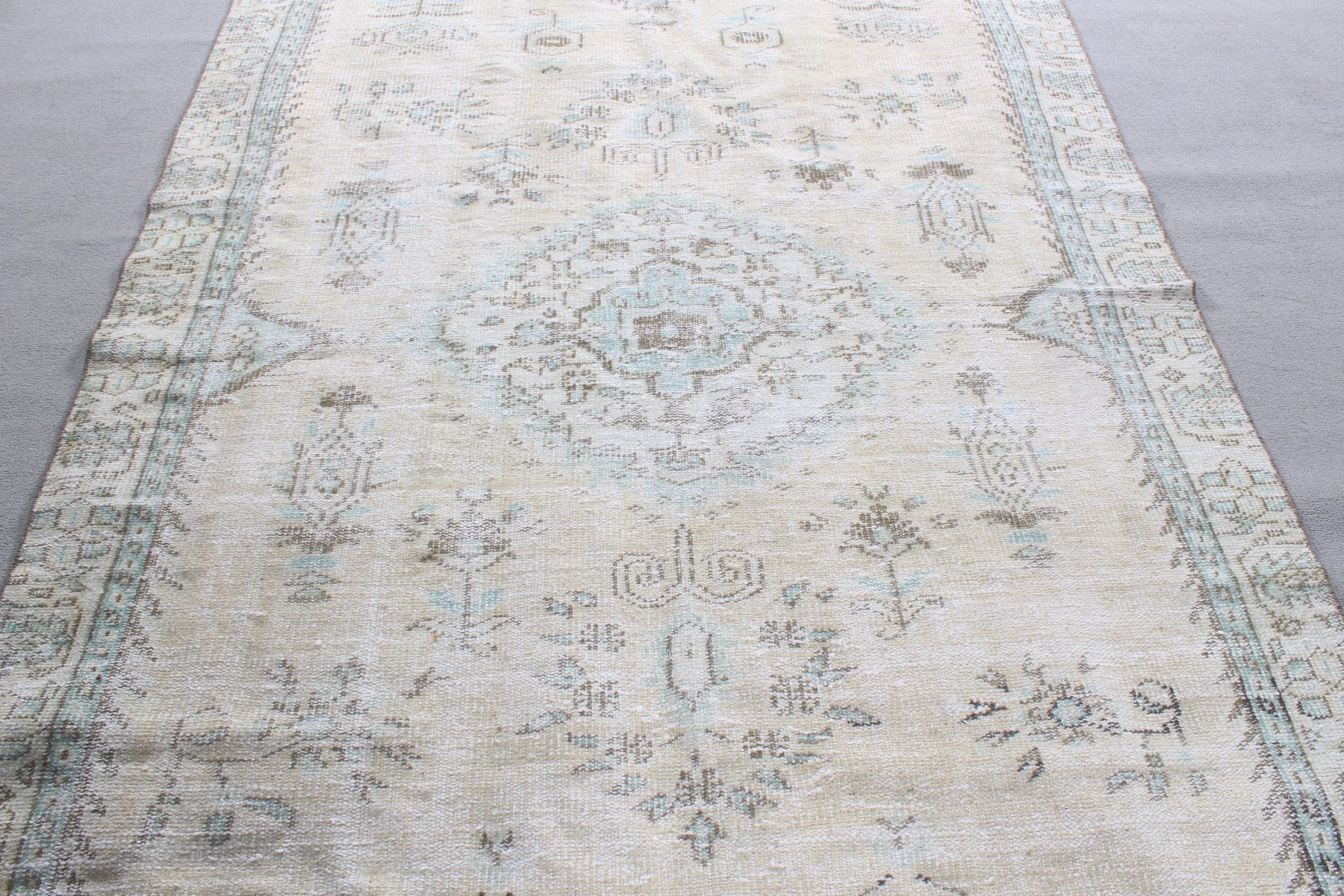 Modern Halı, Yatak Odası Halısı, 5.3x9 ft Büyük Halı, Türk Halısı, Büyük Oushak Halısı, Açıklama Halıları, Bej Düz Dokuma Halılar, Vintage Halılar, Havalı Halı