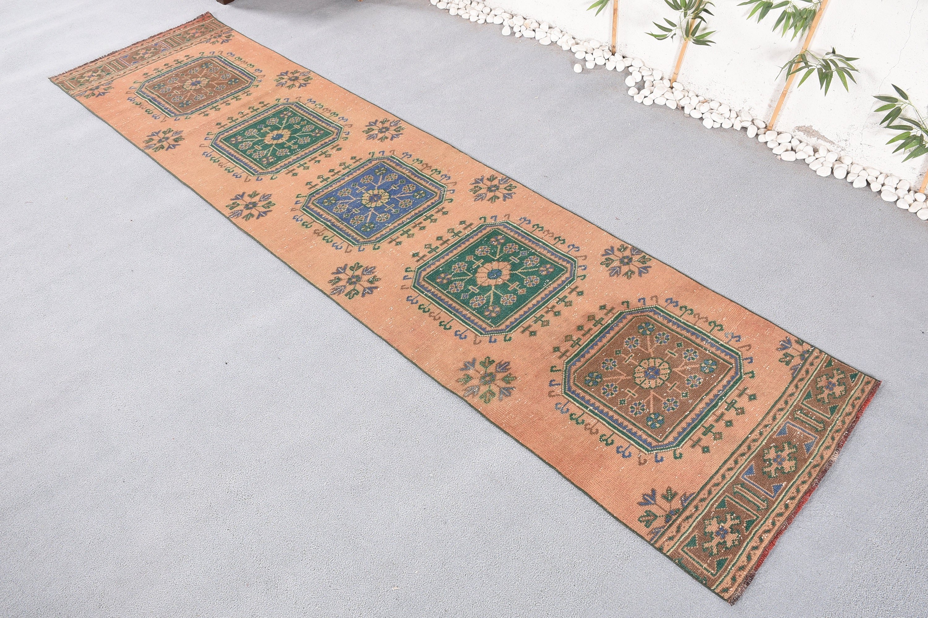 Floor Rugs, Brown Oriental Rug, Vintage Rug, Kitchen Rug, 2.8x11.5 ft Runner Rug, Cool Rugs, Turkish Rug, Rugs for Runner, Authentic Rug