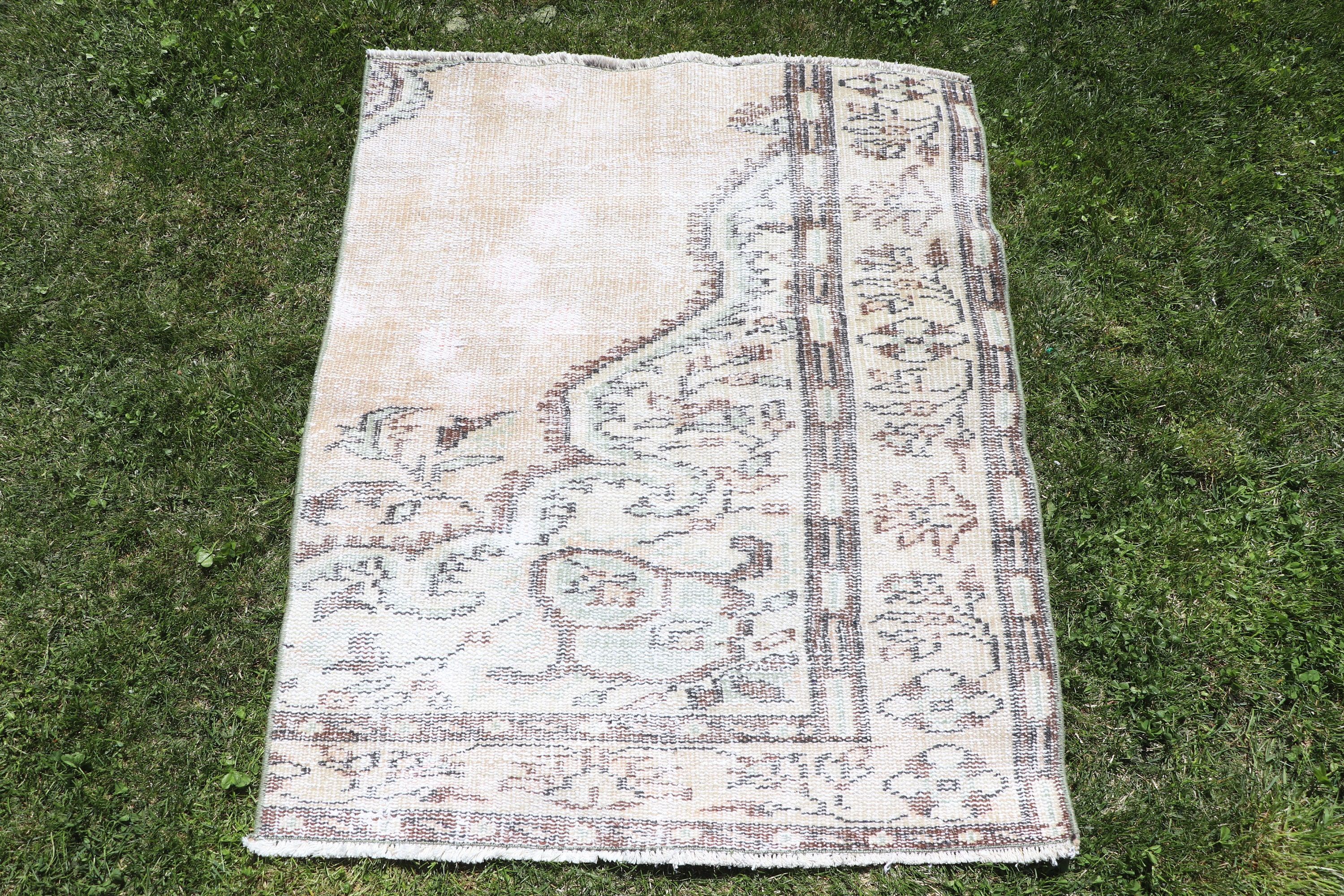 Bej Anadolu Halıları, Vintage Halılar, Geometrik Halı, Araba Paspas Halıları, Türk Halıları, El Dokuma Halı, Duvara Asılı Halılar, 2,6x3,1 ft Küçük Halılar