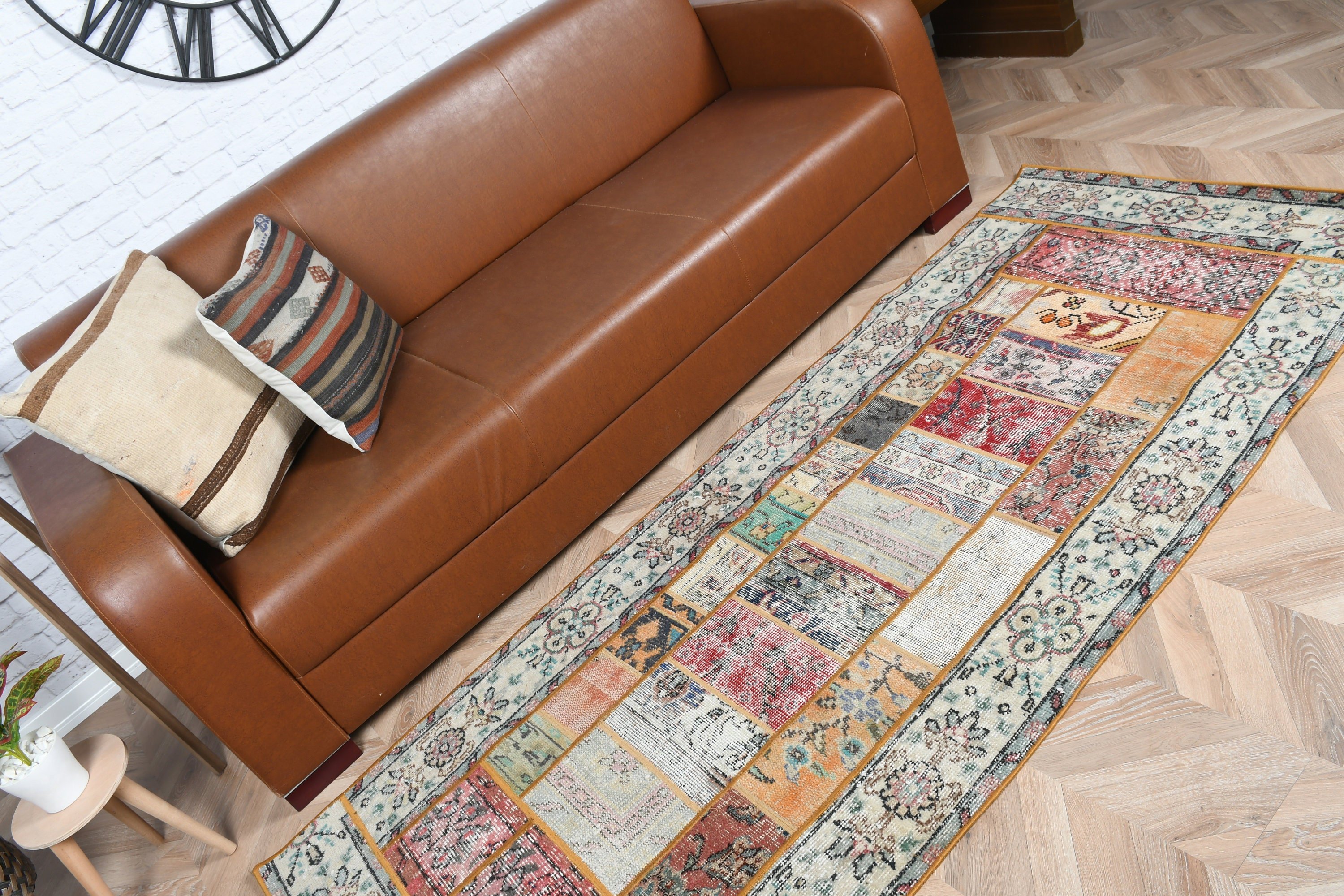 Floor Rug, Turkish Rug, Green Anatolian Rugs, Moroccan Rug, 2.9x7.4 ft Runner Rug, Rugs for Kitchen, Vintage Rugs, Kitchen Rug, Stair Rug