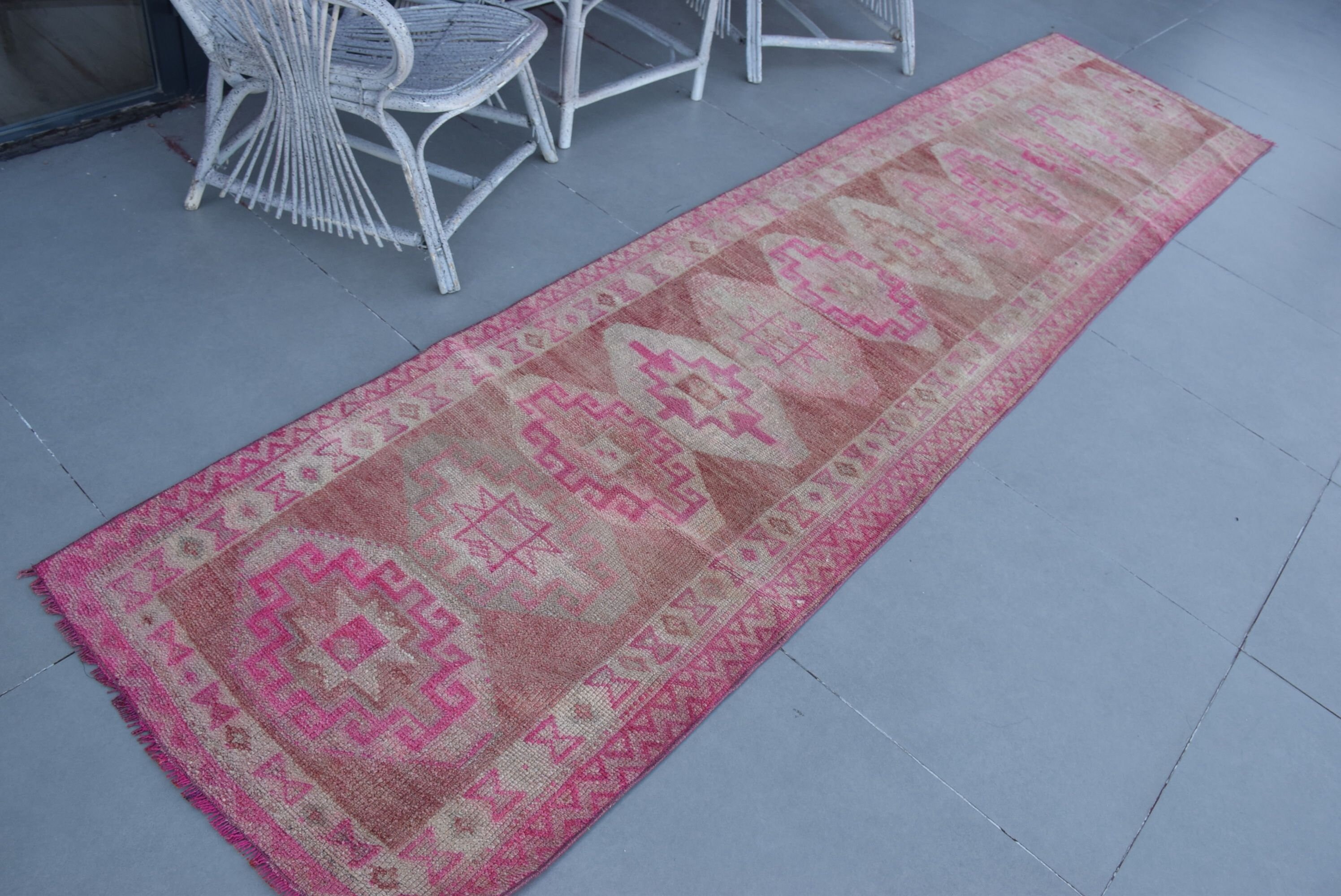 Turkish Rug, Bedroom Rugs, Kitchen Rug, 2.7x11.5 ft Runner Rug, Hallway Rugs, Vintage Rug, Rugs for Kitchen, Cool Rug, Pink Anatolian Rugs