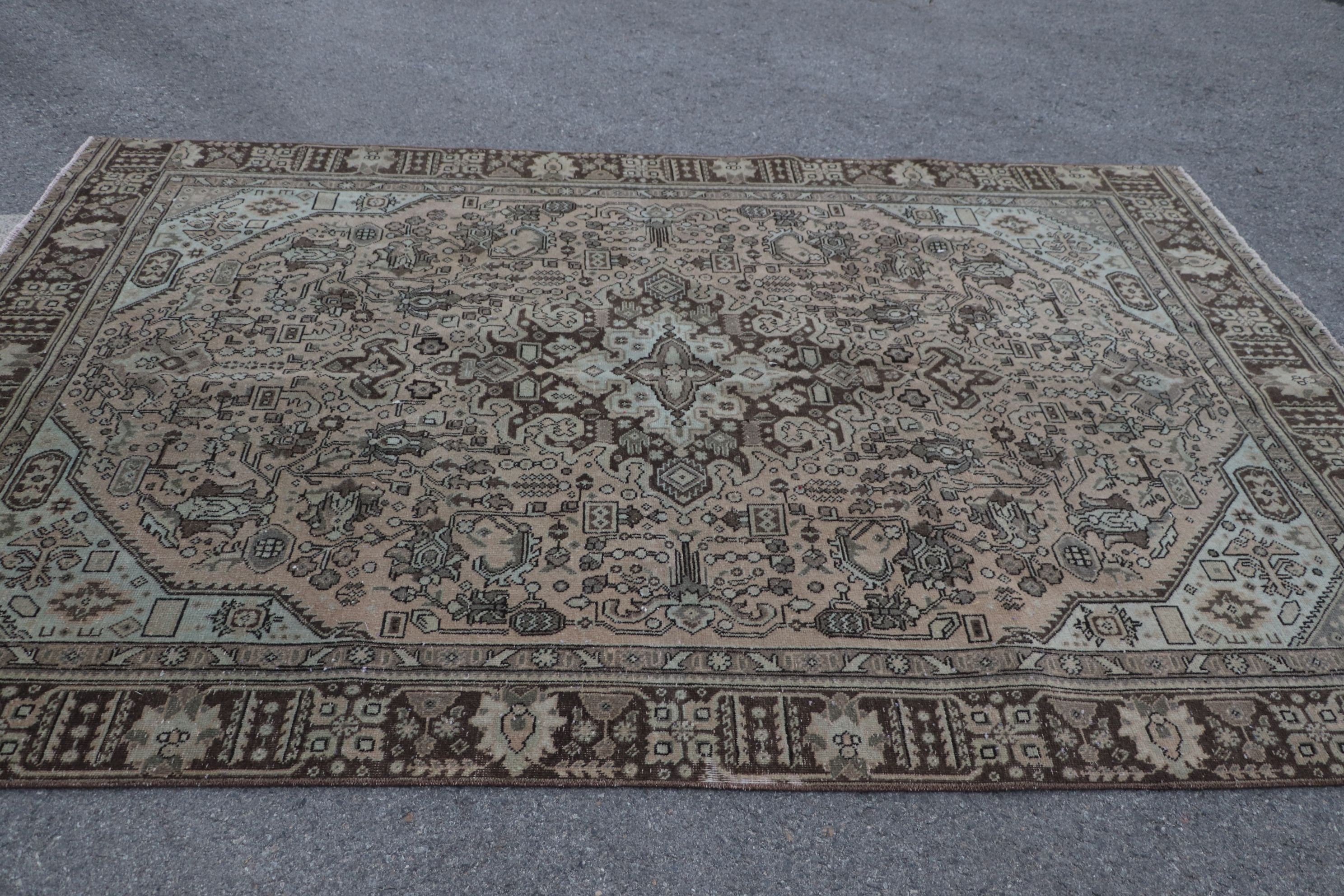 Türk Halıları, Yün Halı, Türkiye Halısı, Kahverengi 6.2x9.6 ft Büyük Halılar, Vintage Halı, Oturma Odası Halısı, Yemek Odası Halıları, Fas Halısı