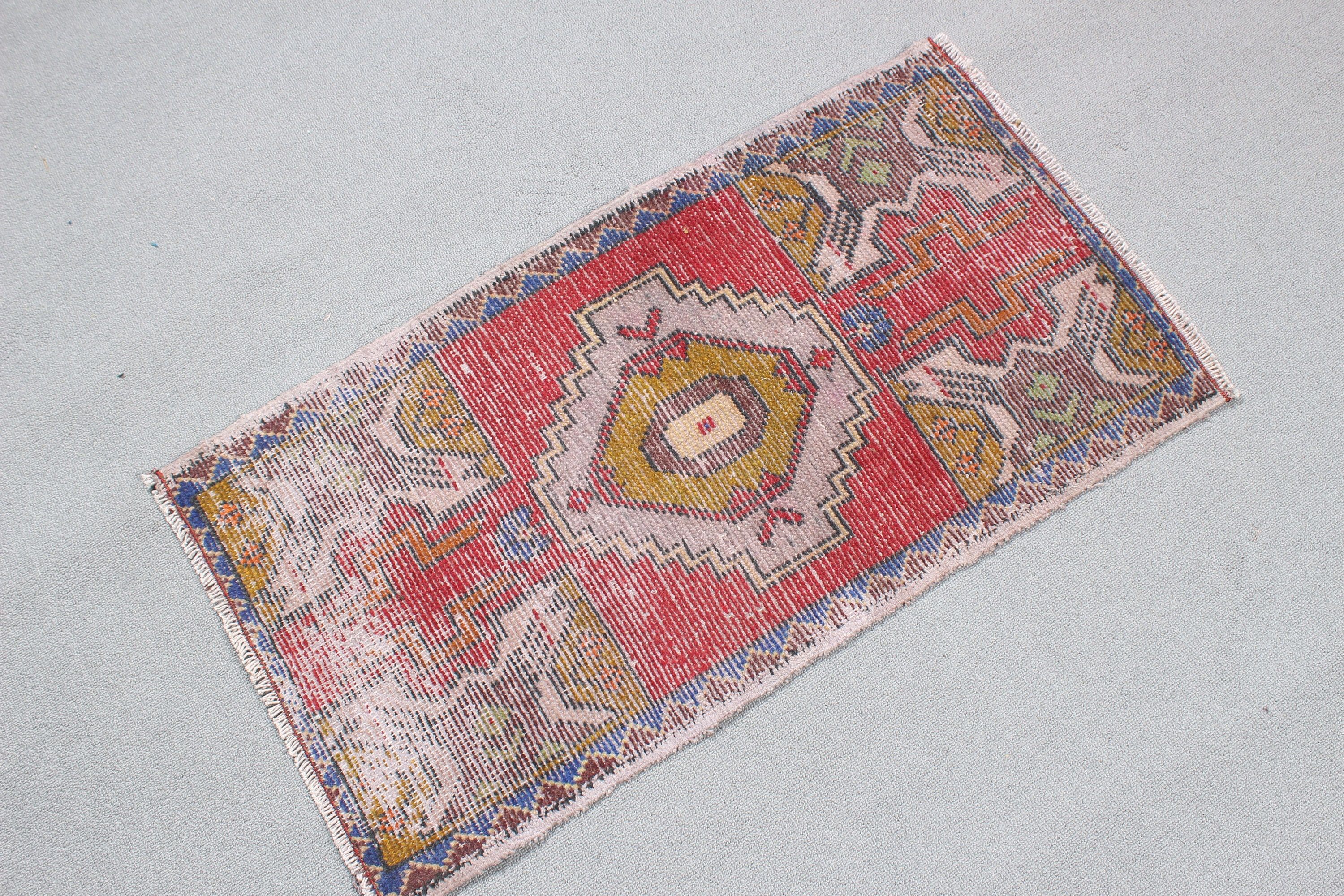 1.6x3 ft Small Rugs, Floor Rugs, Red Neutral Rug, Turkish Rugs, Small Boho Rugs, Exotic Rugs, Vintage Rug, Small Area Rugs