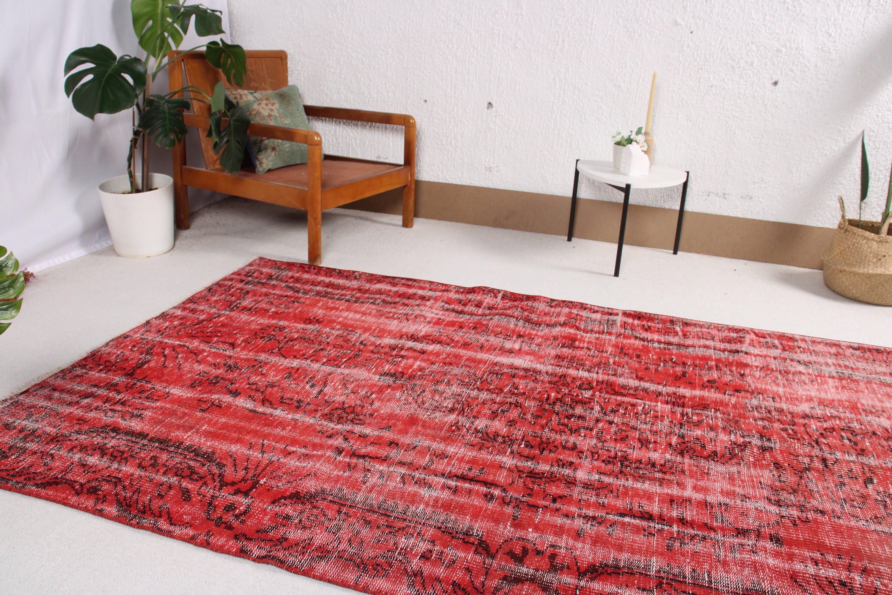 4.8x8 ft Area Rug, Moroccan Rugs, Red Statement Rug, Turkish Rugs, Oushak Rug, Floor Rug, Handwoven Rugs, Vintage Area Rugs, Vintage Rugs