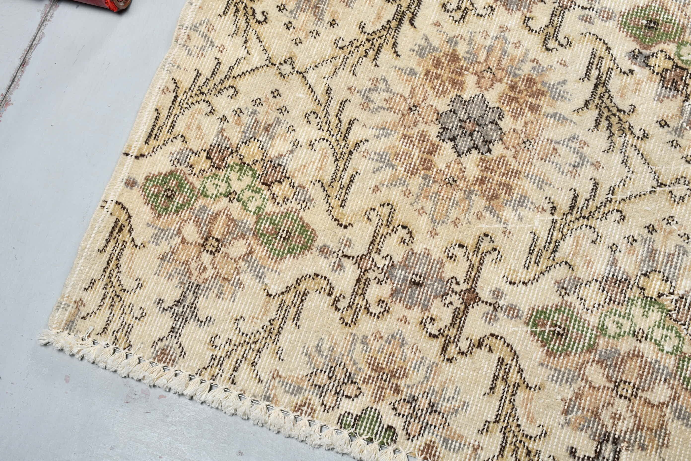 Bedroom Rug, Vintage Rug, Anatolian Rug, 4x6.6 ft Area Rug, Beige Cool Rug, Rugs for Indoor, Oriental Rug, Kitchen Rug, Turkish Rug