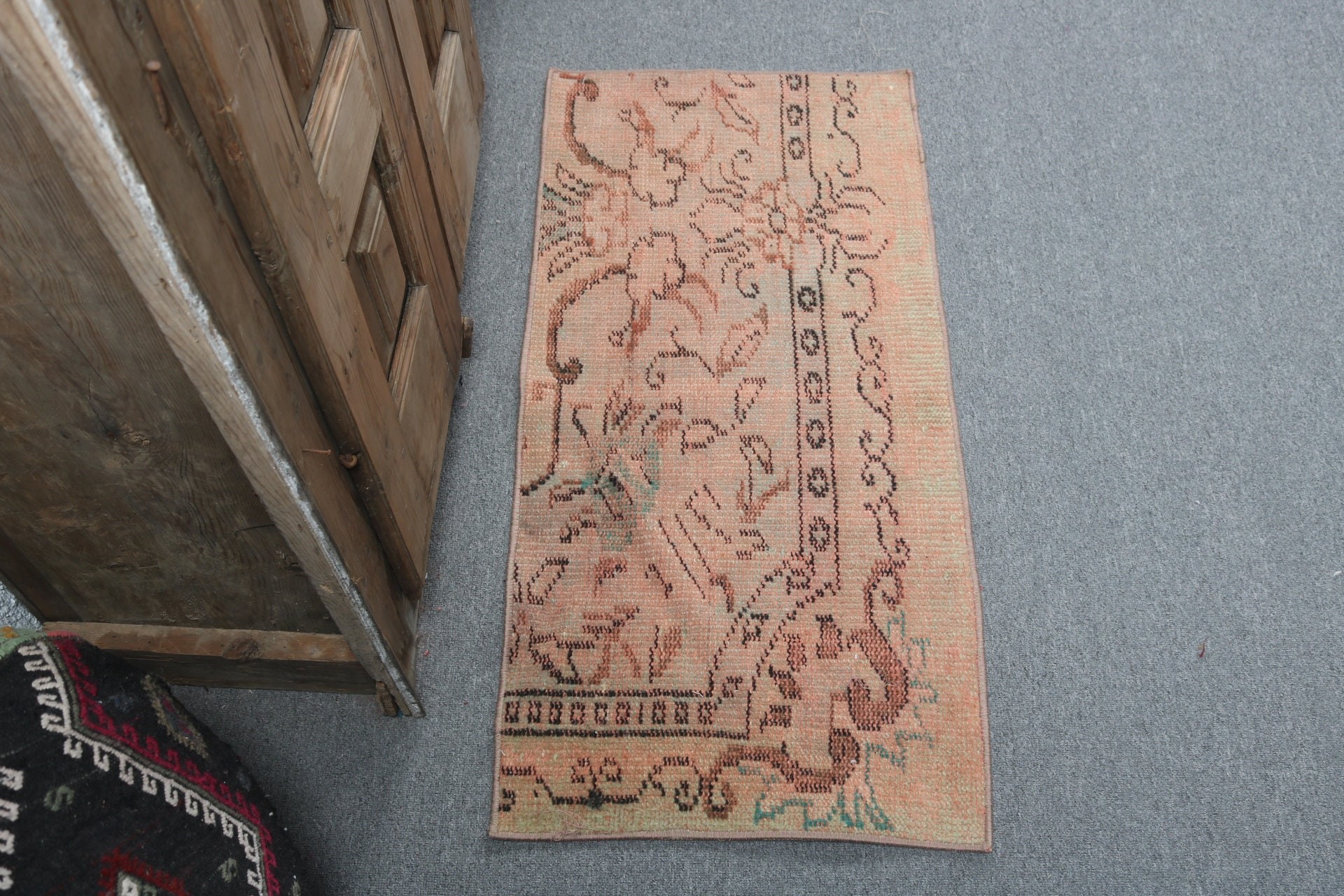 Fas Halısı, Estetik Halı, Türk Halısı, Turuncu Soğuk Halı, Vintage Halı, Mutfak Halıları, 1.6x3.3 ft Küçük Halı, Duvara Asılı Halılar, Giriş Halıları