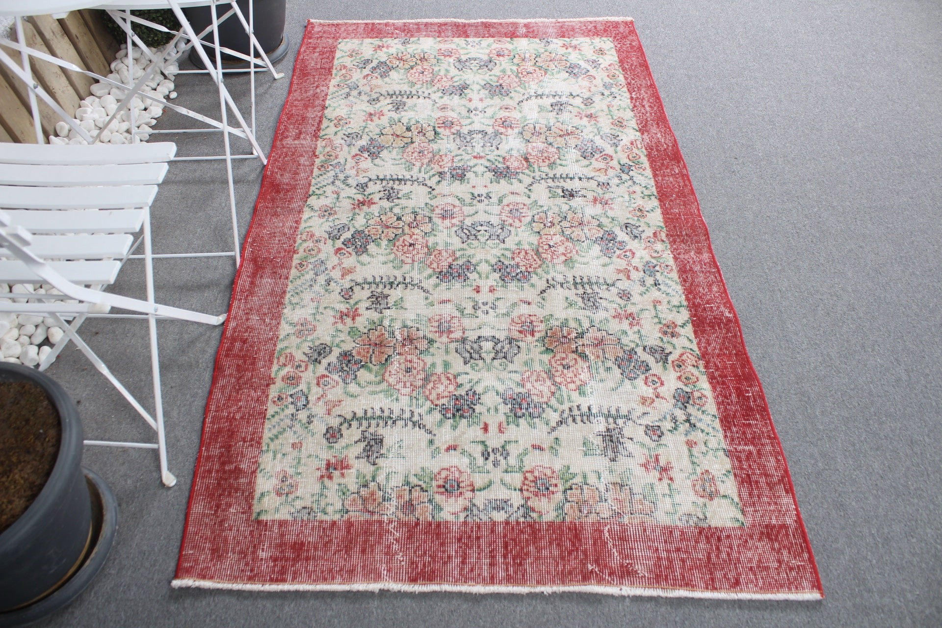 Vintage Rugs, Rugs for Bedroom, Wool Rugs, Indoor Rug, 3.8x6.5 ft Area Rug, Red Antique Rug, Vintage Decor Rug, Turkish Rug, Bedroom Rug