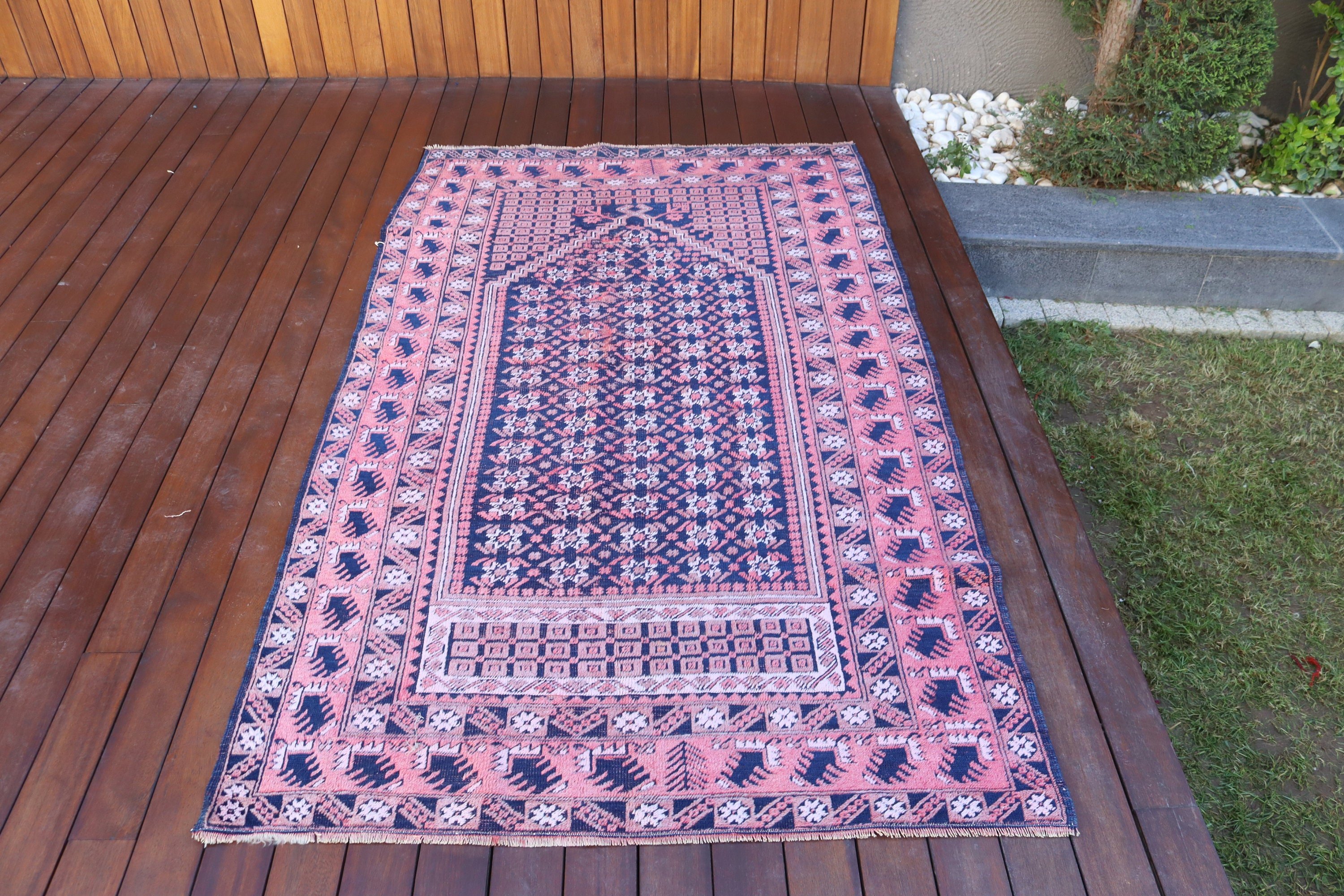 Yatak Odası Halıları, Yer Halısı, İç Mekan Halısı, Vintage Halılar, Türk Halıları, Antika Halılar, 3.7x6.5 ft Alan Halısı, Pembe Oushak Halısı, Ev Dekorasyonu Halısı