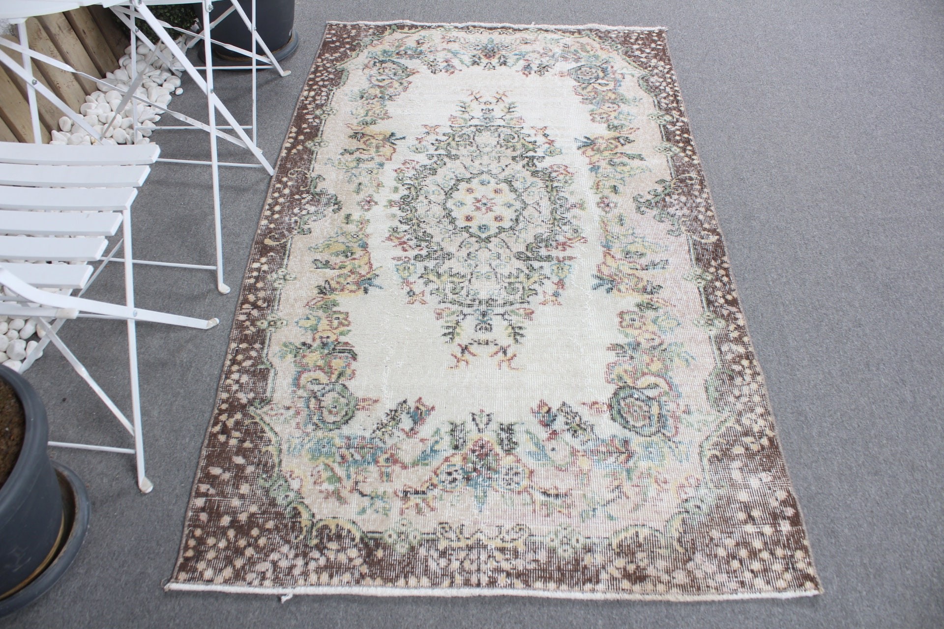 3.7x6.3 ft Accent Rug, Kitchen Rug, Turkish Rug, Rugs for Nursery, Cool Rugs, Beige Floor Rug, Vintage Rug, Oriental Rug, Entry Rugs